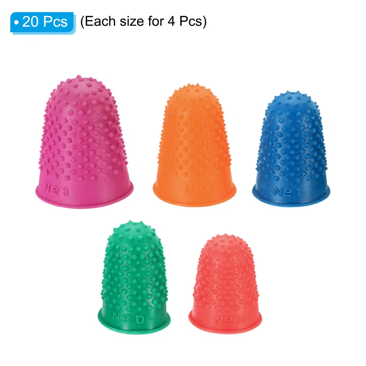 PATIKIL Goma Dedo Puntas, 20 Pieza Silicona Pulgar Dedo Punta Protector Cubiertas Protección Almohadillas Dedal Agarres para Oficina Cuenta Costura, Multi Color Tamaño Surtido
