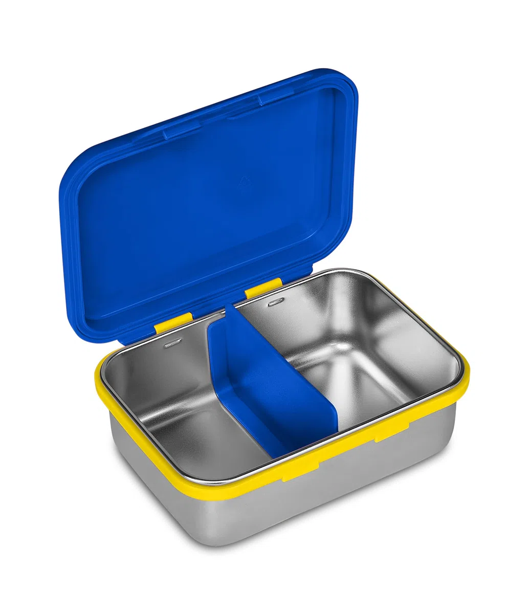 Seven Fiambrera Toy Story de 850 ml, divisor interior para aperitivos, fácil de abrir, resistente al calor, apto para lavavajillas, idea de regalo para niños, escuela, viajes, rojo/azul