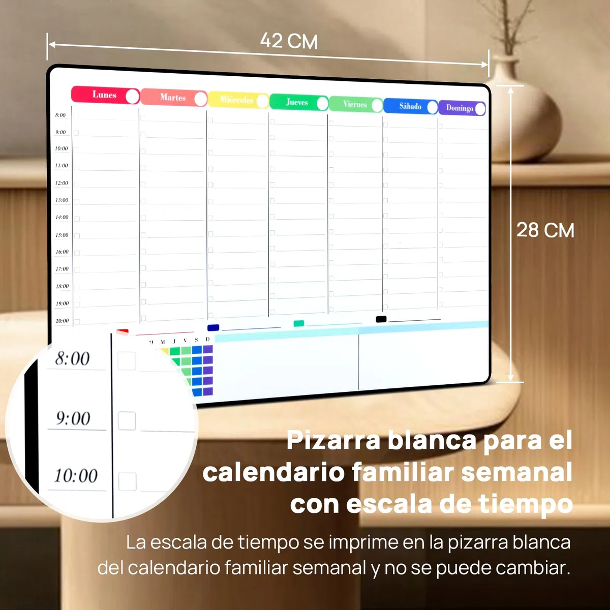 POPRUN Pizarra Blanca Adhesiva 42 x 28 cm, Planificador Semanal Pared, Weekly Planner Whiteboard Para Hogar, Cocina, Oficina y Estudio - Versión en Español