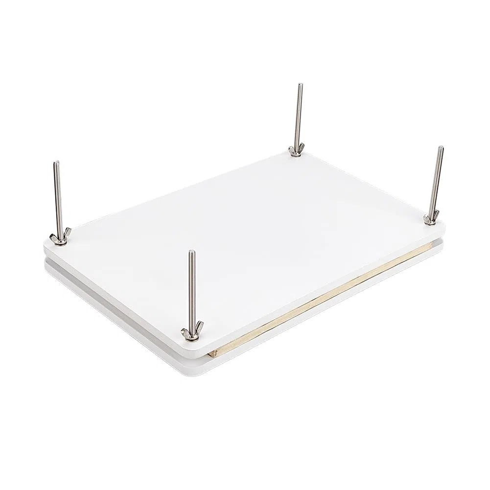 UNICRAFTALE Prensa de libros portátil de bambú rectangular blanco, herramienta de encuadernación de libros, prensa de papel de encuadernación de madera para encuadernación de libros, prensa de papel