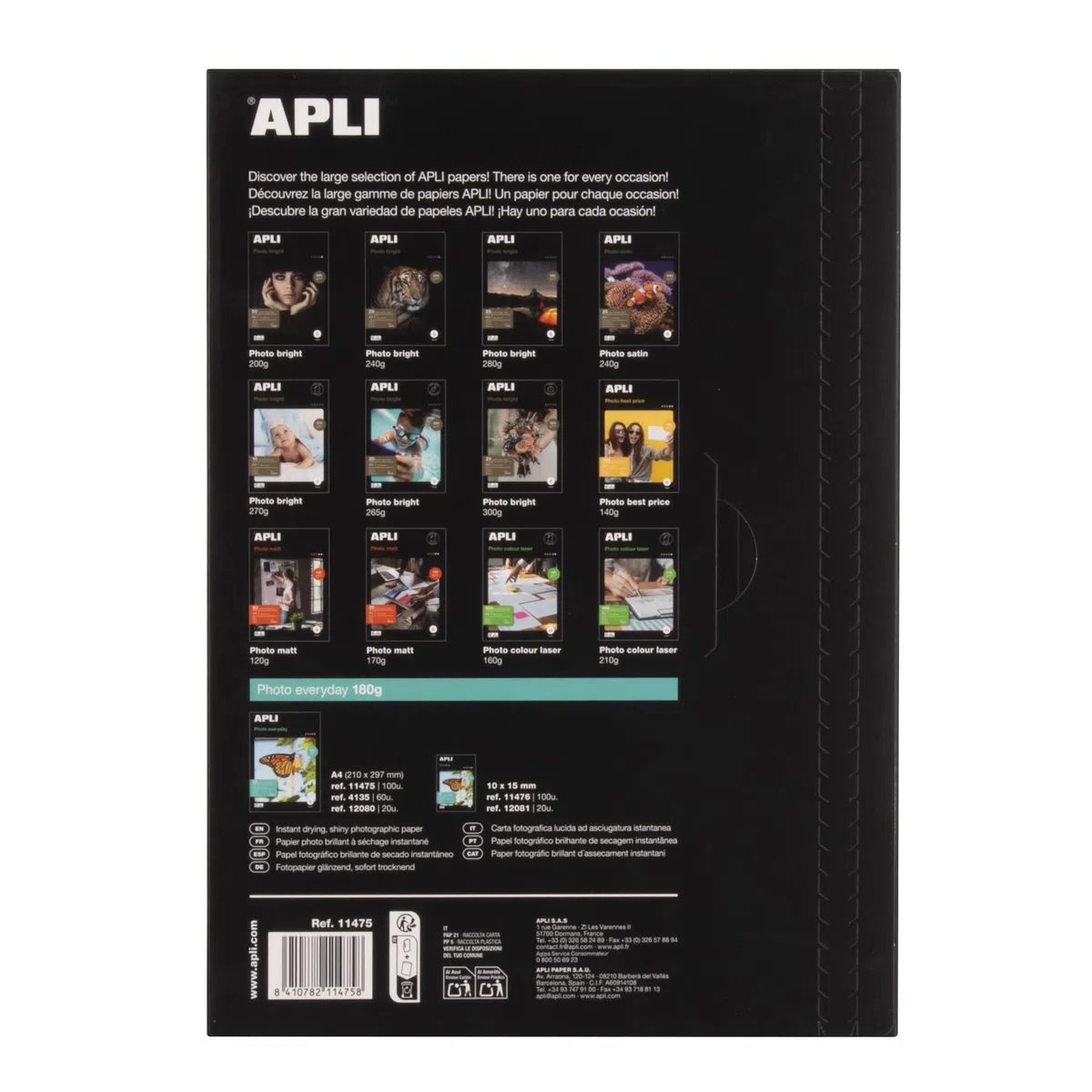 Apli Paper 11475 Papel Fotografico A4 Everyday 180GR 100H