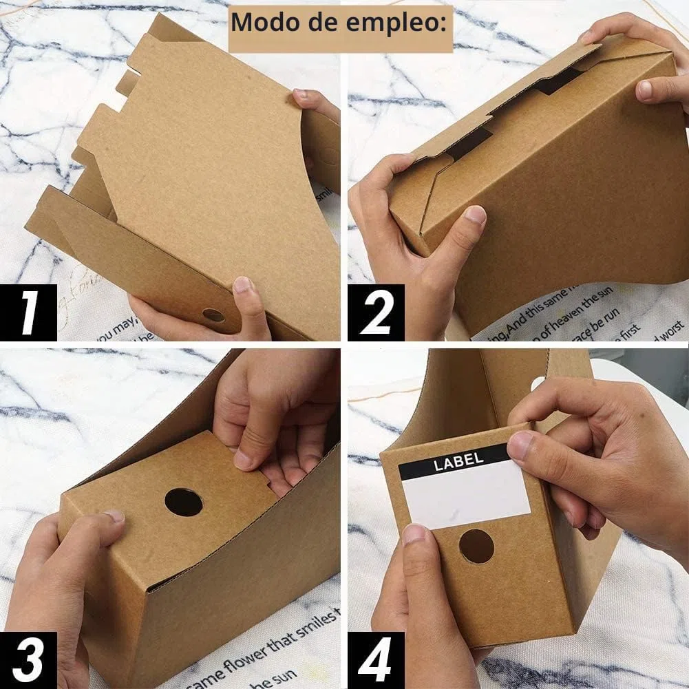 KAHEIGN 12 Piezas Titular de Archivos de Revistas, 26CM x 9CM Revistero de Cartón Kraft Caja de Almacenamiento de Documentos de Papelería Divisor Organizador de Archivos A4 para Hogar Oficina Escuela