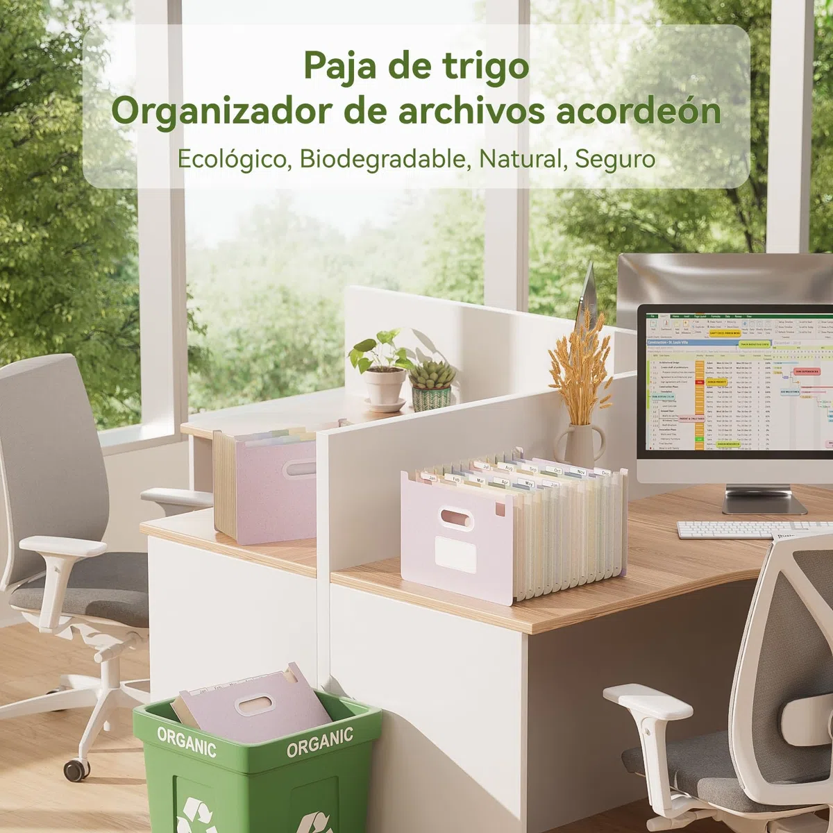 EcoStash Carpeta Clasificadora Acordeón, 12 Bolsillos Archivador A4 de Paja de Trigo, Clasificador Documentos Expandibles,Vertical,Libre de BPA,Regreso a la Naturaleza,Vida Saludable - Púrpura Lavanda