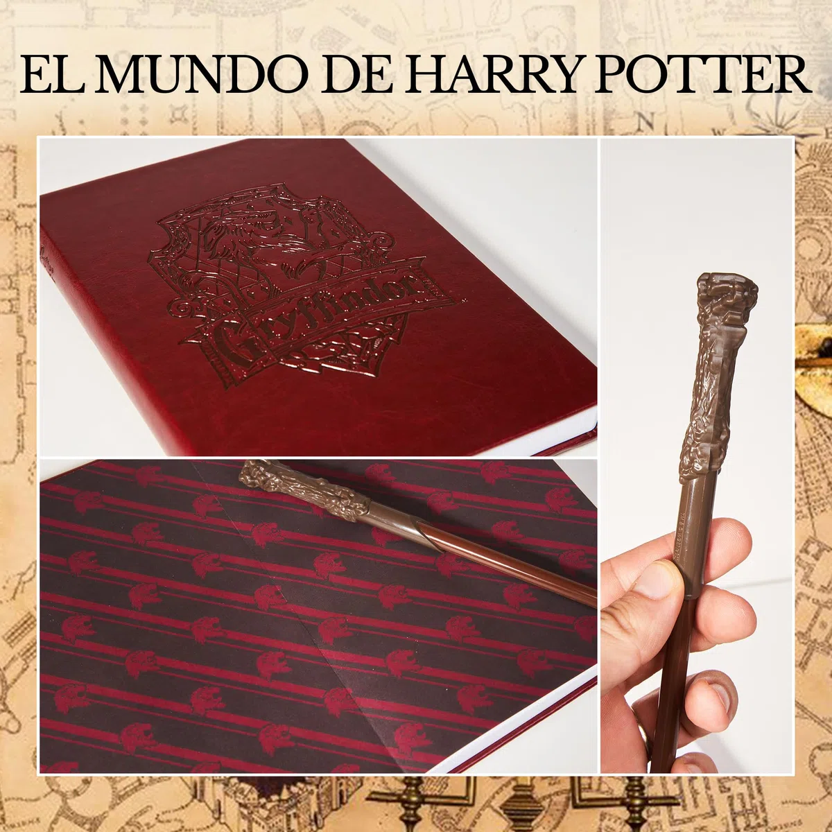 Harry Potter - Libreta con Boli Bolígrafo de Varita, Cuaderno, Diario Secreto, Agenda Escolar con Snitch Dorada, Diario Secreto - Set de Accesorio de Papeleria - Ideas de Regalos Originales