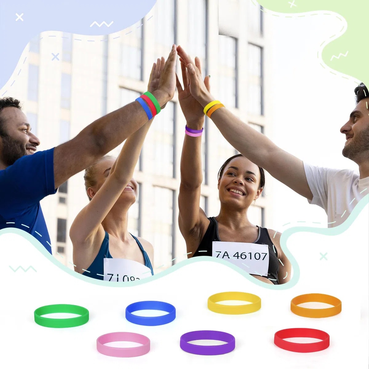 50 piezas Pulseras de Silicona Azul/Rojo/Blanco, 20.2 cm Pulseras Elásticas de Goma Reutilizables para Hombre y Mujere, Pulseras Coloridas para Fiestas, Eventos, Festivales de Música, Deportes