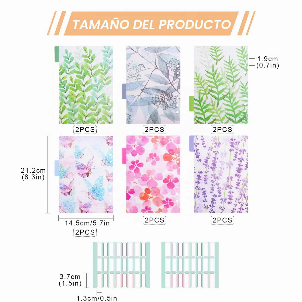 Separadores de pestañas Discbound, 2 juegos de 12 unidades A5 divisores de índice, carpeta insertable de PVC, fichas de índice de plástico para 6 anillas, cuadernos de viaje, agenda de diario de viaje