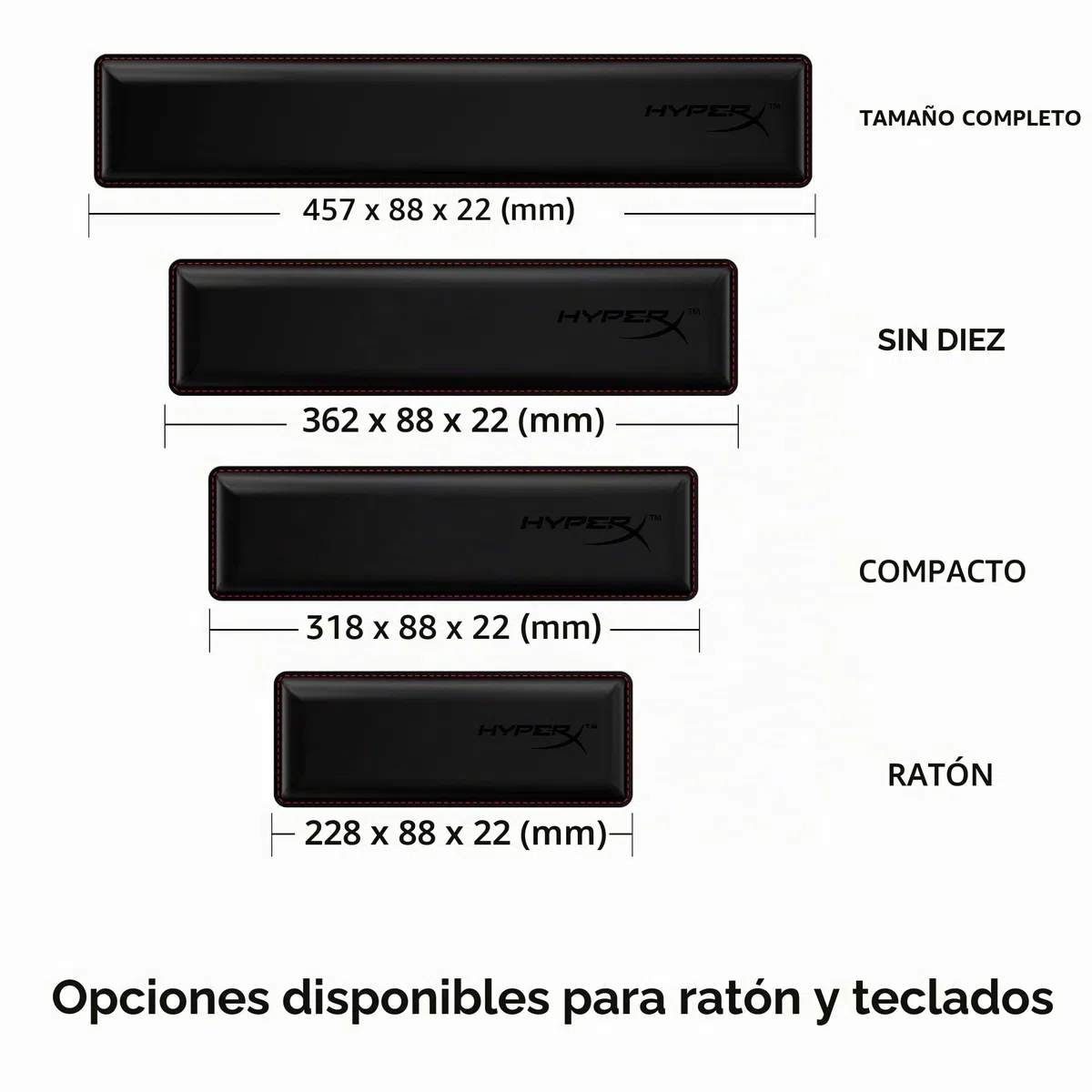 HyperX Reposamuñecas , Teclados de tamaño compacto, Gel refrescante, Espuma viscoelástica, Antideslizante