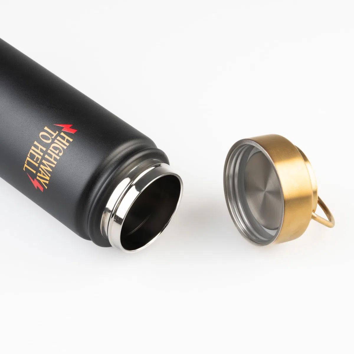 Cantimplora acero inoxidable AC DC - Botella agua gimnasio Termica 550 ml | Water bottle Tapon Hermetico, Asa y Aislamiento Doble pared Frio/Calor | Regalos Merchandising Oficial