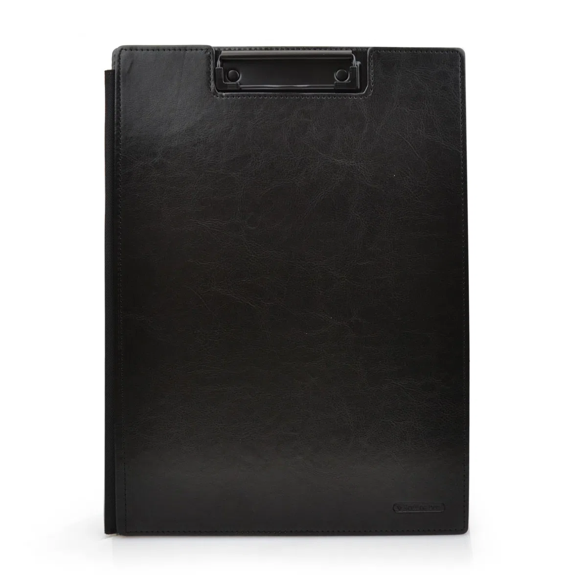 Carpeta Dynamic Classic con Soporte de Pinza y Bolsillo interior, Ideal para Congresos y Presentación, Fabricada en Piel Vegan en acabado Notairé con Interior en Tela by Office Box. (Negro)