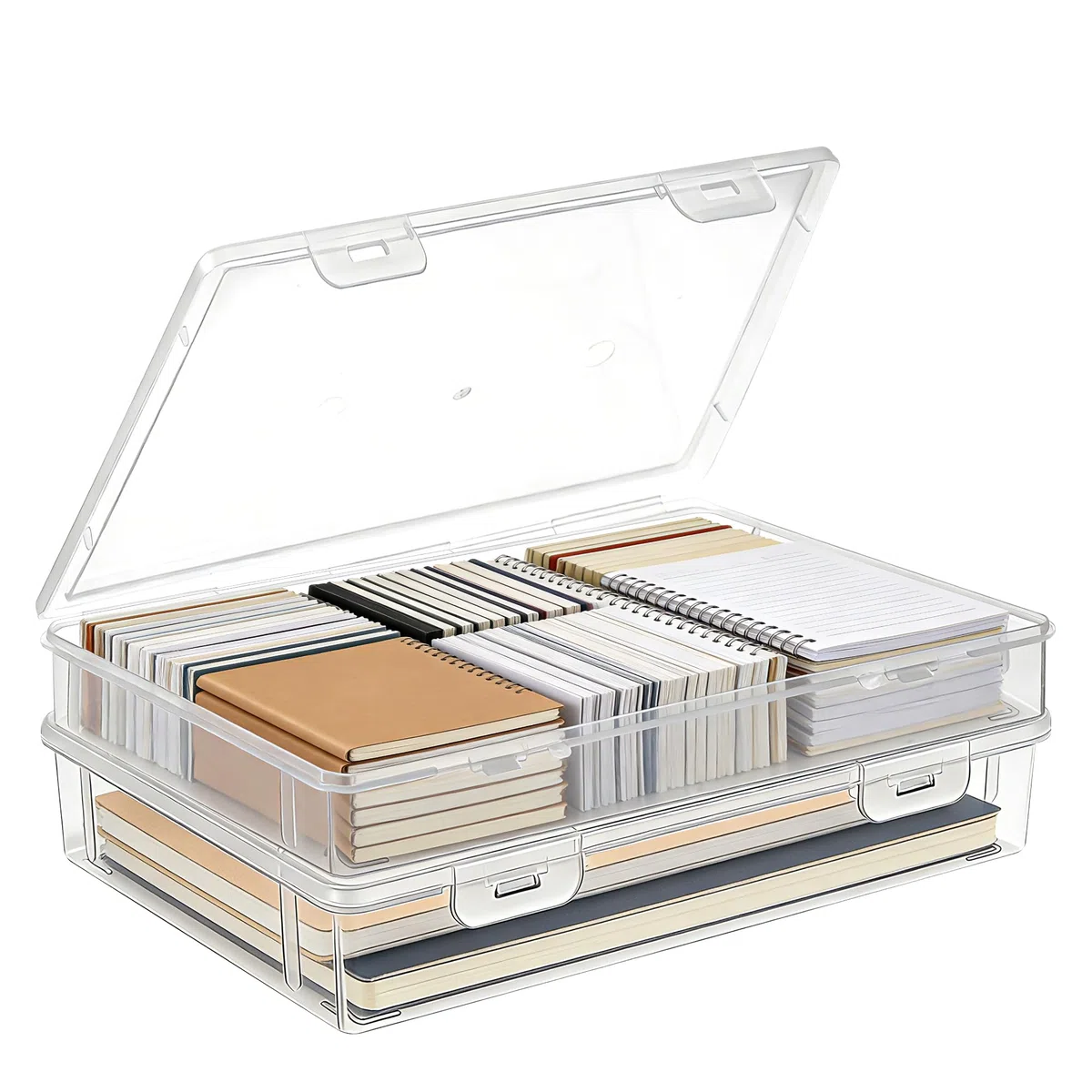 Zocipro 2Pcs Cajas Transparentes de Plástico A4, Caja Archivador Plastico Impermeable Archivos de Almacenamiento para Documentos Cartas Papel Revistas Libros (31x22x5 cm)