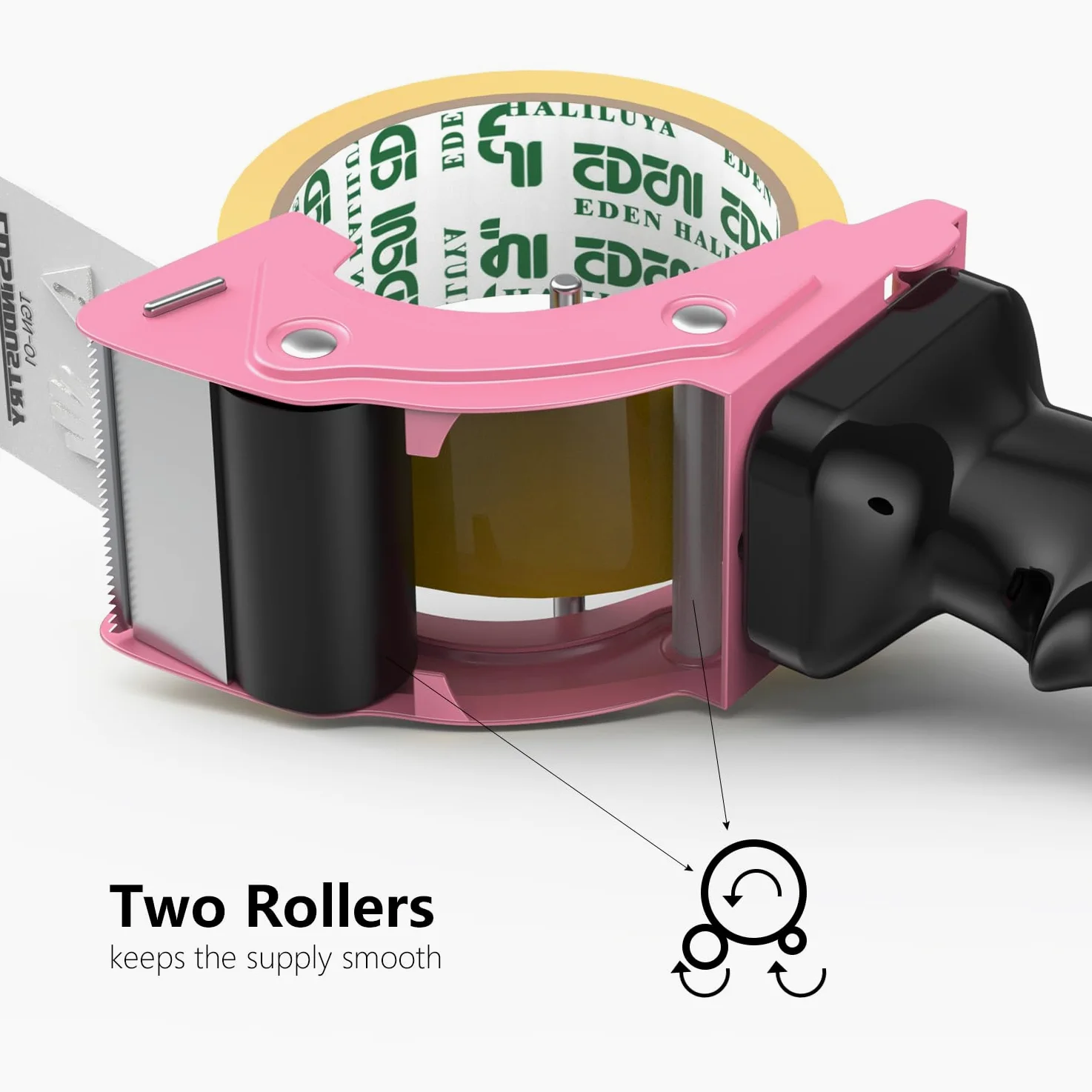 Rapid-Replace - Pistola dispensadora de cinta de embalaje con cinta y hoja extra, 2 pulgadas (50 mm), ligera, ergonómica, industrial, resistente, para cartón, embalaje y sellado de cajas,