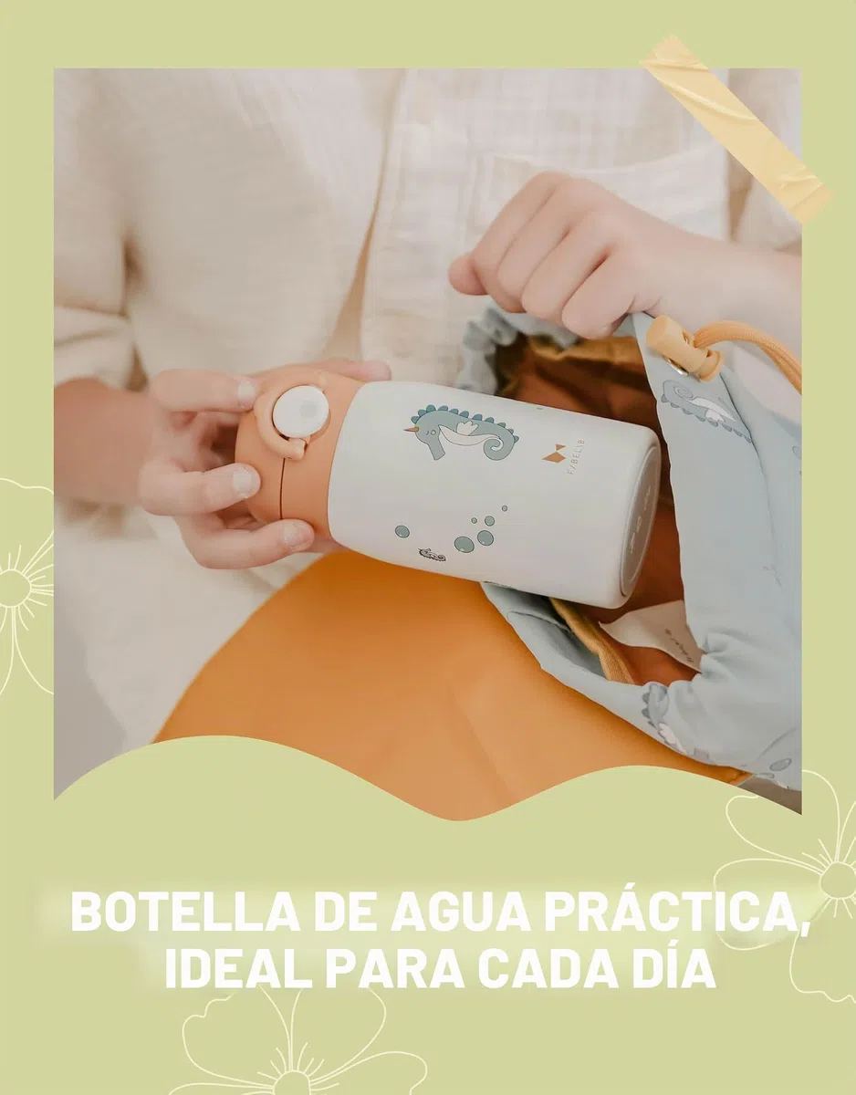 Fabelab Botella Niños 320 ml | Motivo Astronauta | Acero Inox Sin BPA | Escuela Sin Fugas | Botella de Agua