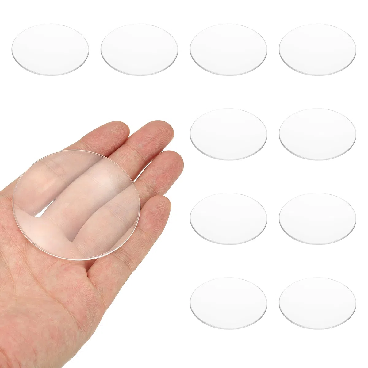 PATIKIL 10 Piezas Lente Biconvexa 60mm Diámetro 180mm Distancia Focal Lentes Ópticos Esféricos Lupa Pisapapeles Acrílico Doble Convexo Para DIY Oficina Hogar Experimentos