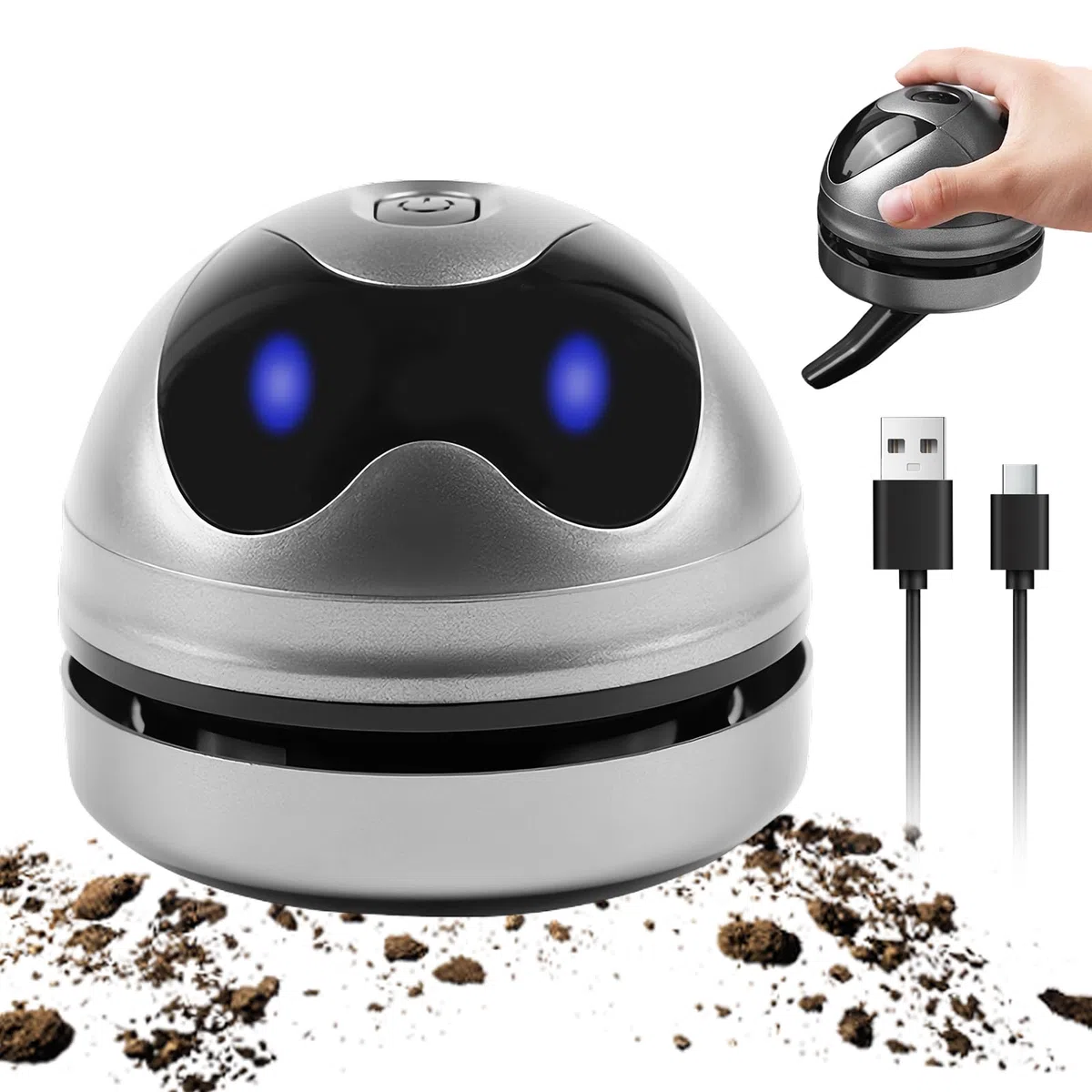 SPORWAY Aspiradora de mesa mini aspiradora de mesa, pequeña aspiradora de mano USB recargable aspiradora, alta potencia de succión limpiador de polvo eléctrico soplador de PC para teclado escritorio