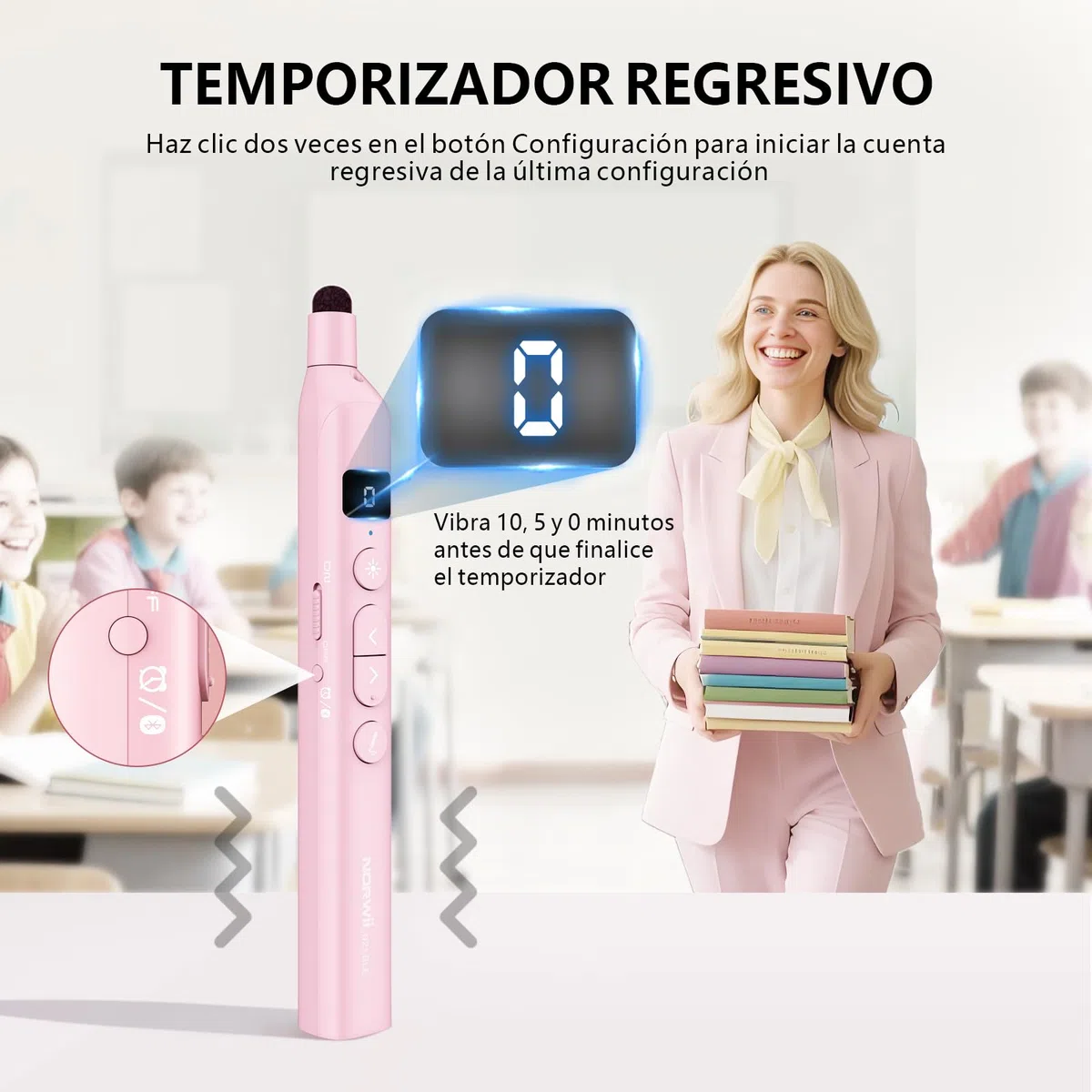 Norwii N21 Puntero de Presentación Bluetooth con Puntero Didáctico Telescópico, Control Remoto de Presentación con Varilla Retráctil para PowerPoint, Presentador Inalámbrico, Avanzador de Diapositivas