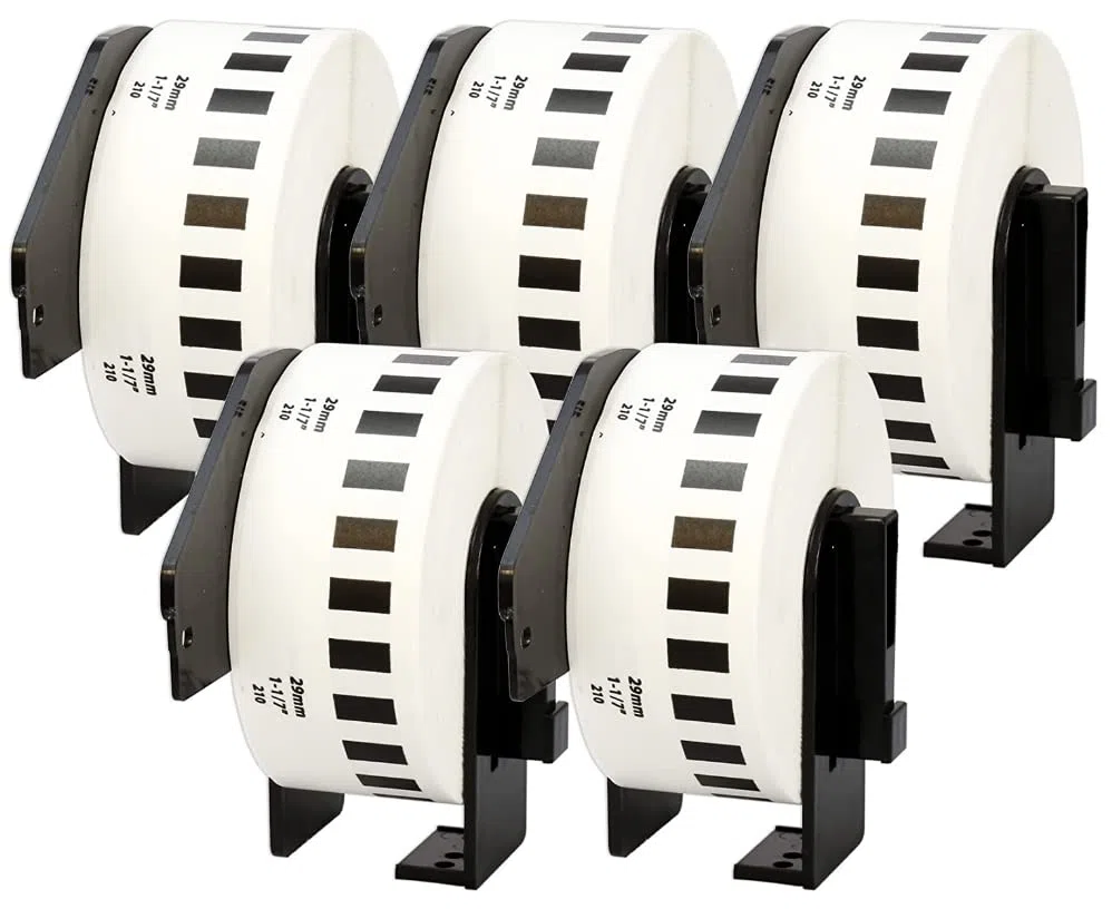 CVT - 5 cintas compatibles DK22210 (DK-22210) Etiquetas para P-Touch QL-1110NWB QL-1100 QL-1060N QL-1050 QL-500 QL-500BW QL-570 QL-580 QL-700 QL-710 0W QL-88 00 QL-810W QL-820NWB