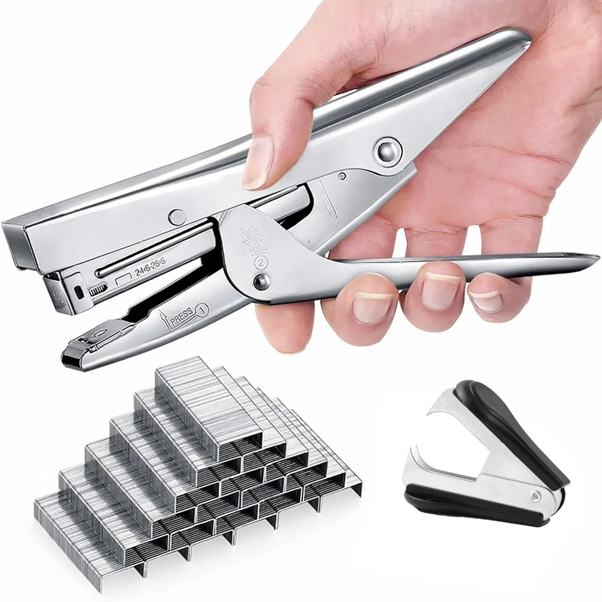 Grapadora, con 1000 grapas y juego de extractor, capacidad de 20 hojas, tamaño de oficina de escritorio completo