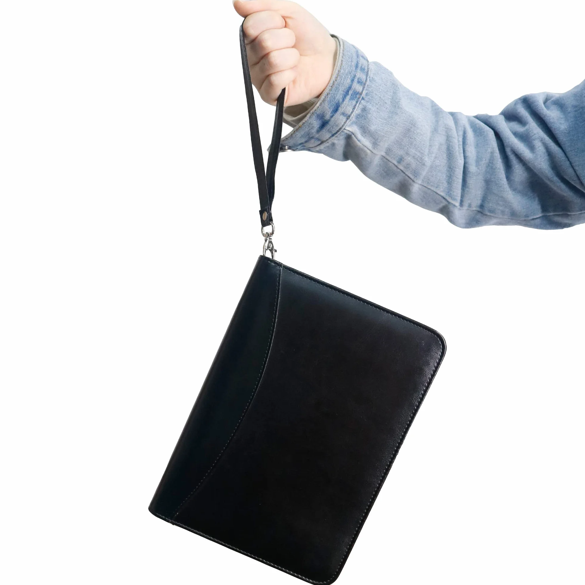 GraduationMall Carpeta de conferencias con cremallera A5 con carpeta de anillos, carpeta de viaje de negocios con páginas recargables, organizador de trabajo portátil, color negro