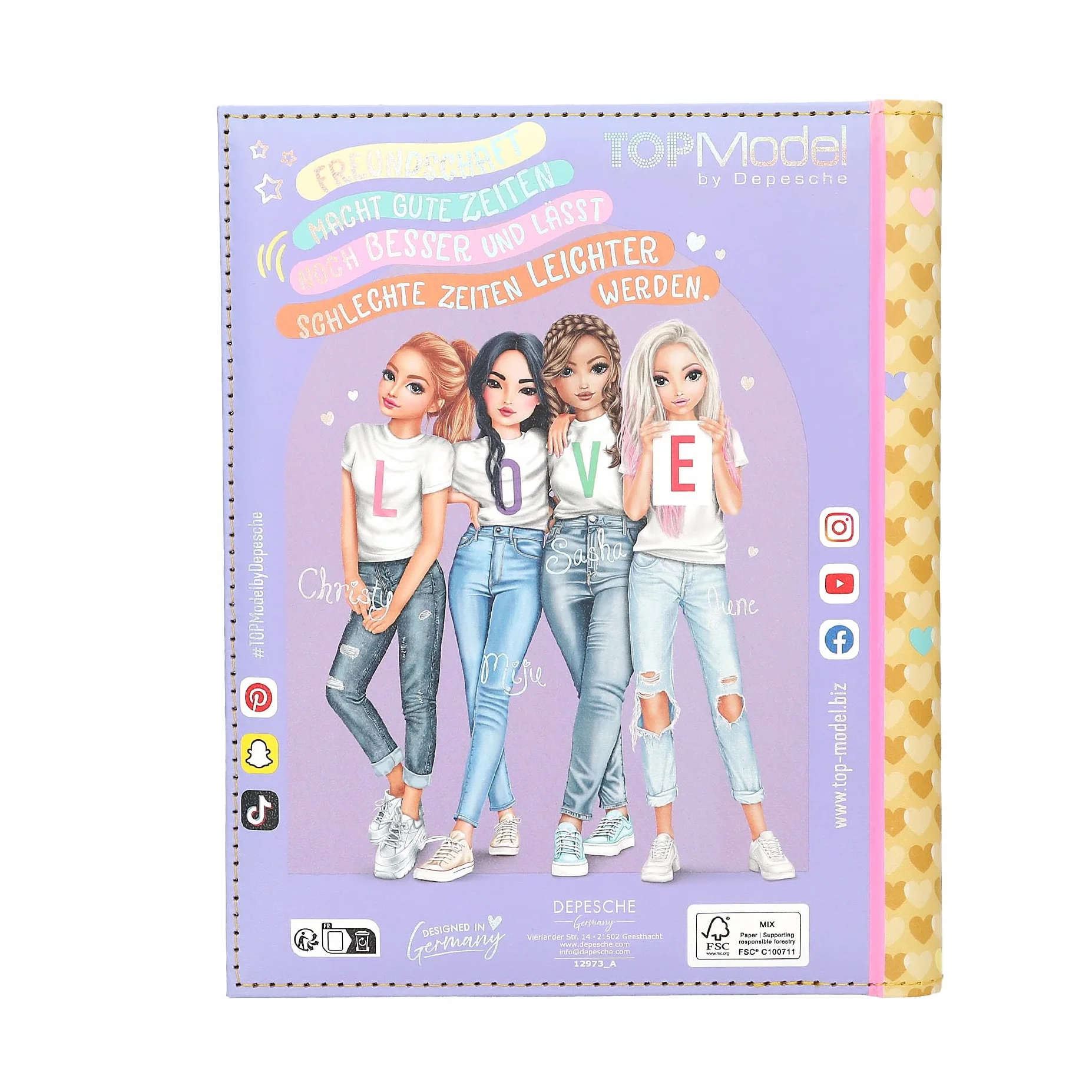 Depesche 12973 TOPModel - Libro de Las Mejores Amigas en Rosa, con Motivo de Modelos, Libro de Amigas con 110 páginas para Escribir a Tus Amigas