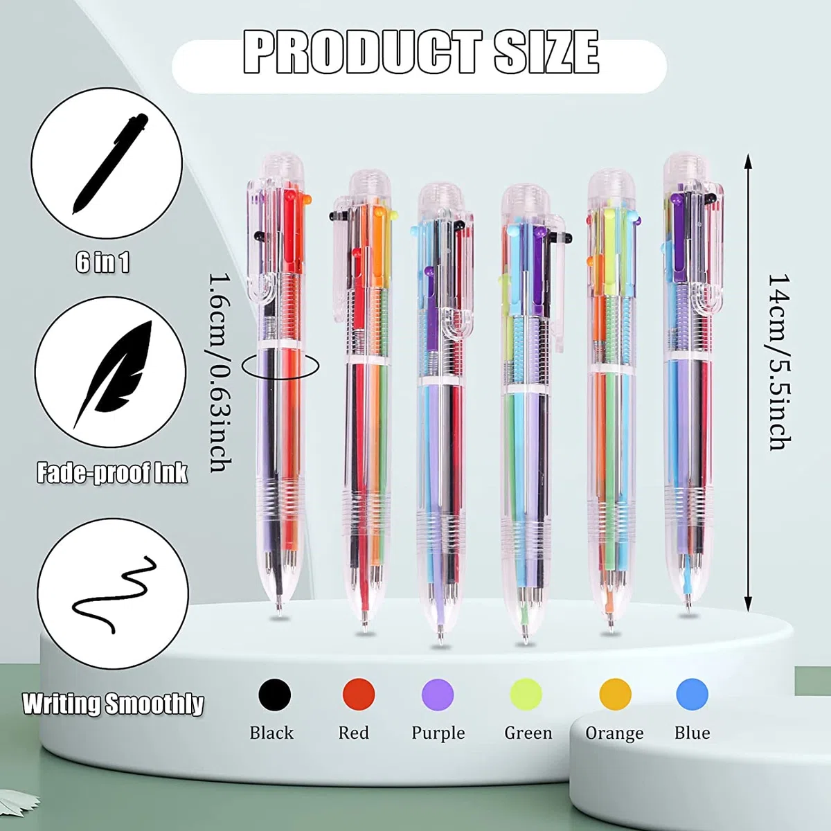 KAHEIGN 30 Piezas Pluma Lanzadera, 6 en 1 Bolígrafo Multicolor 0,5mm Bolígrafo Barril Transparente 14CM Bolígrafos Retráctiles para Escuela de Oficina Estudiantes Niños Regalo