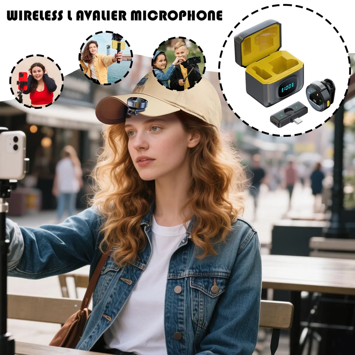 Genérico Micrófono Mini,con Pinza Magnética - Altavoz con 12H Autonomía para Grabación Videos Música Canto Redes Sociales Transmisiones