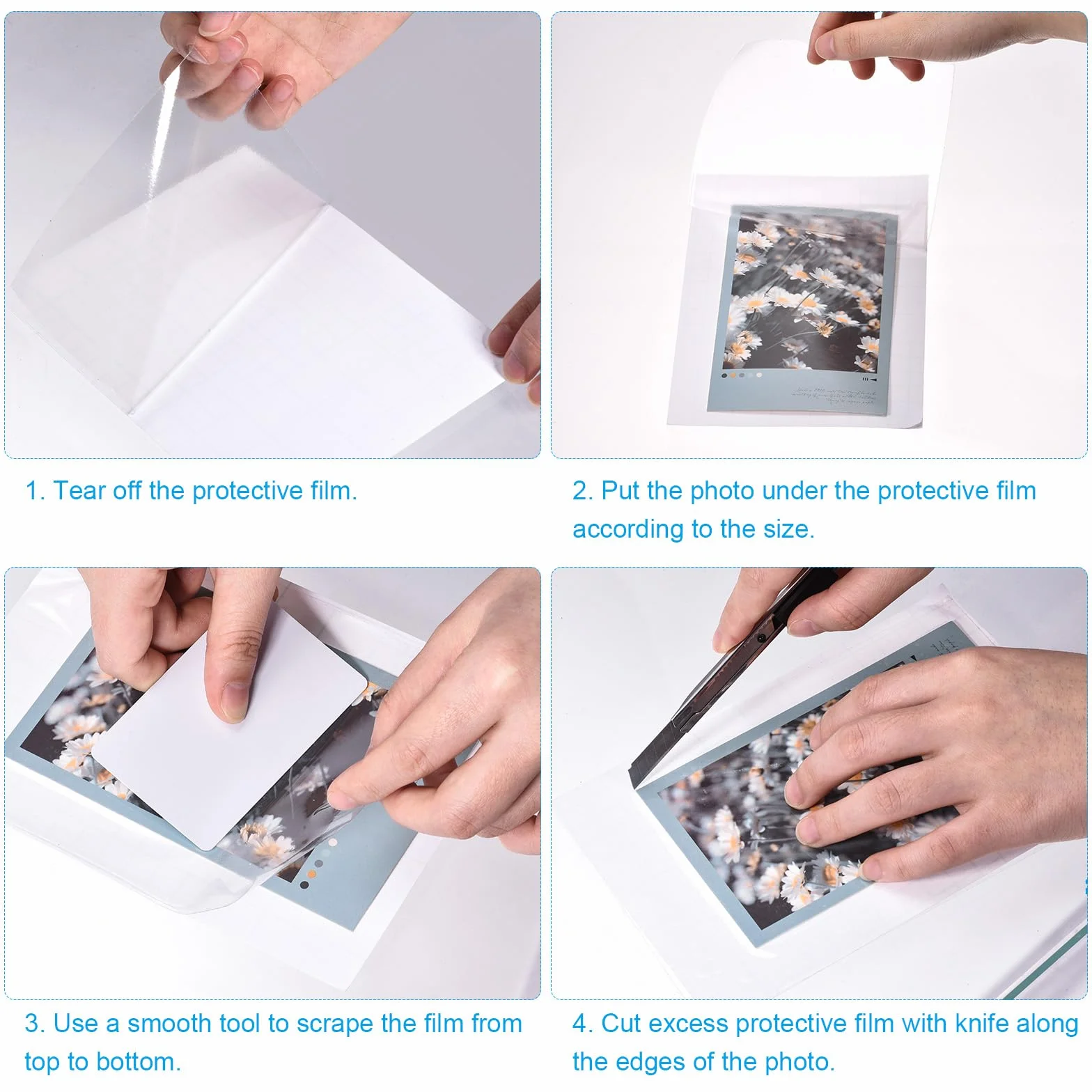 QUARKZMAN 10 Hojas de Laminado Autoadhesivas A4 Transparentes 21.3x30cm para Fotos y Documentos, No se Necesita Máquina