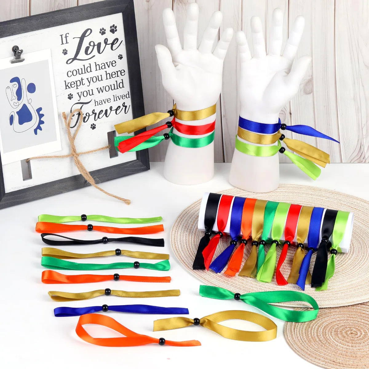 Pulseras de Tela para Eventos Multicolor, 100 Pulsera de Tela Reutilizable y Ajustable para Eventos, Pulseras de Colores para Festivales, Conciertos y Fiestas Clubes