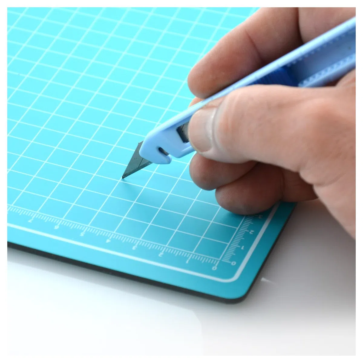 Office Box Plancha de Corte Protectora con Grosor de 3mm, Auto cicatrizante con Cuadrícula y Reglas Impresas, Protector de Mesa, Lavable y muy Resistente. (Turquesa, A1)