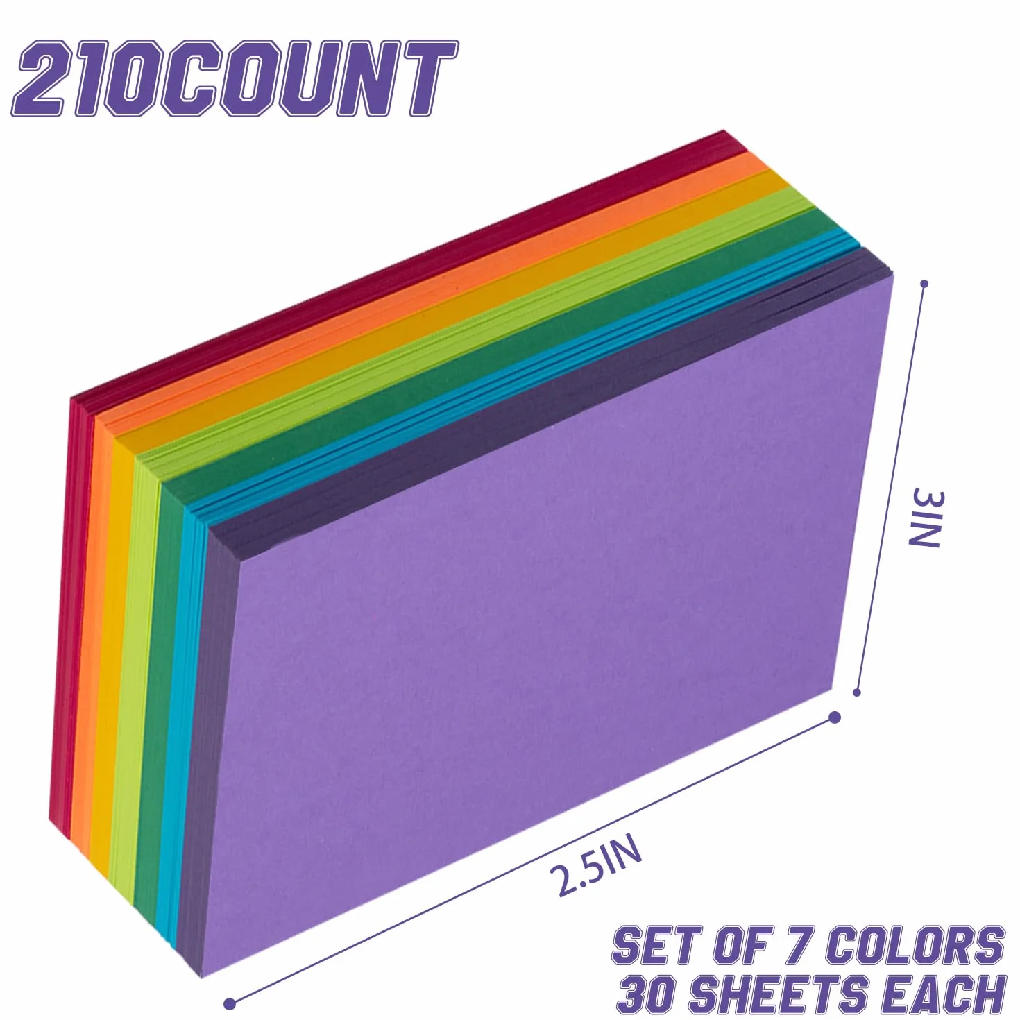 Fichas 210 unidades A6 4x6 pulgadas (10,16 cm x 15,24 cm), tarjetas didácticas, 180 g/m² de gramaje grueso, juego de 7 colores, tarjetas de estudio multicolores para colegios, oficinas y trabajo.