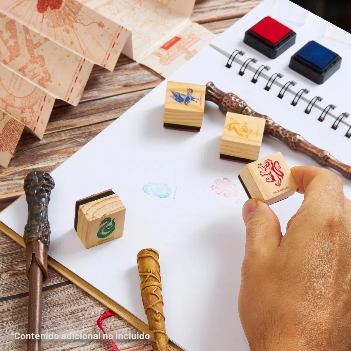 HARRY POTTER Bolígrafos Varitas Papelería con Mapa De Merodeador Hogwarts Sellos Kit y Juego de Tinta