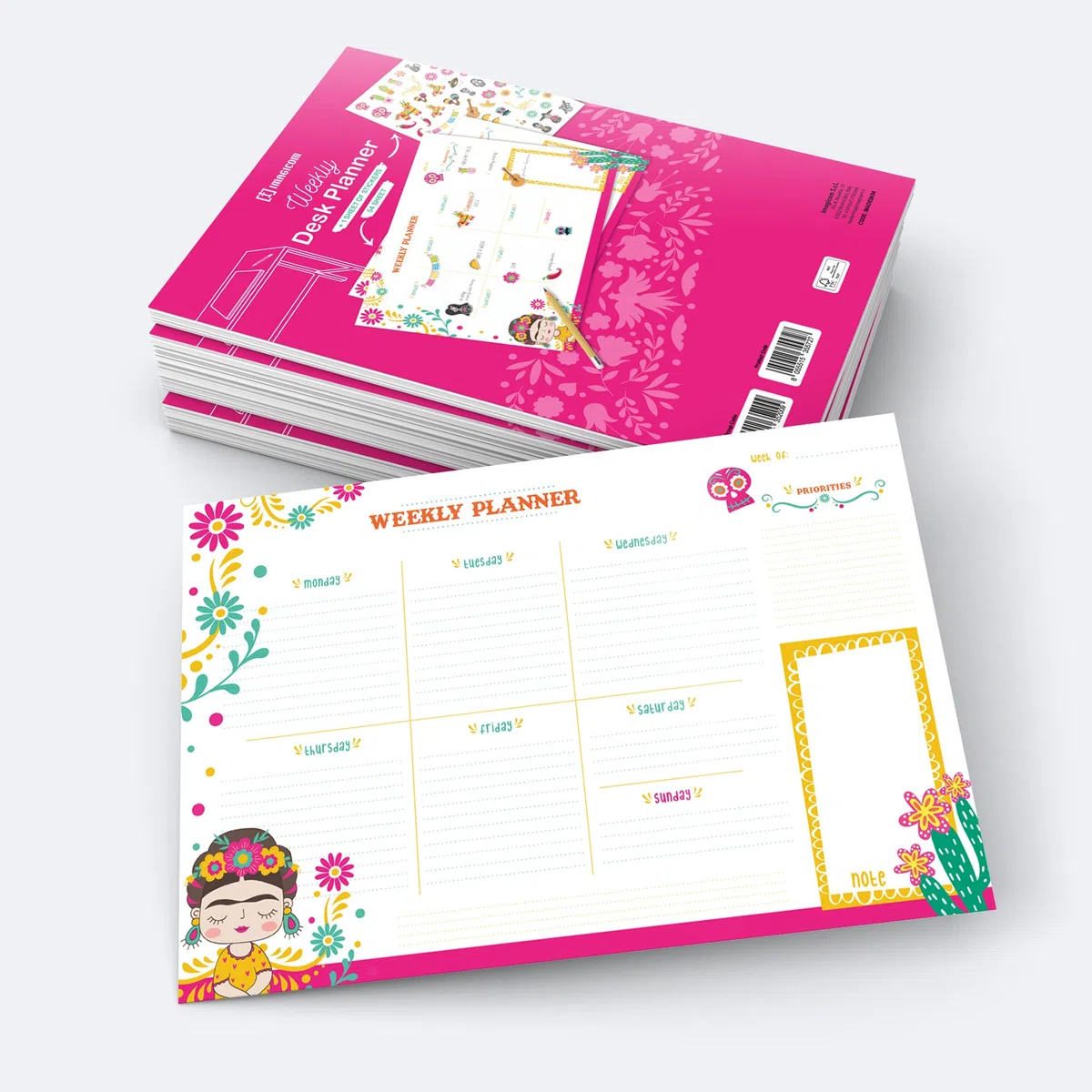 "Imagicom" VIVA LA VIDA Weekly Planner - Planificador de mesa con cuadrícula semanal, 54 hojas de arrancar + 1 hoja de pegatinas, perpetuo sin fecha - Ideal para el hogar y la oficina