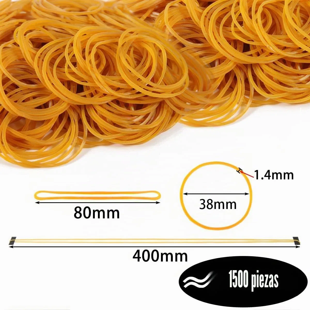 1500 Piezas Gomas Elasticas 450g Gomas para Carpetas Gomas Elásticas Finas Amarillo para Oficina Material Escolar para Hogar Gomas Artesaní Industrial DIY (38 * 1.4mm)