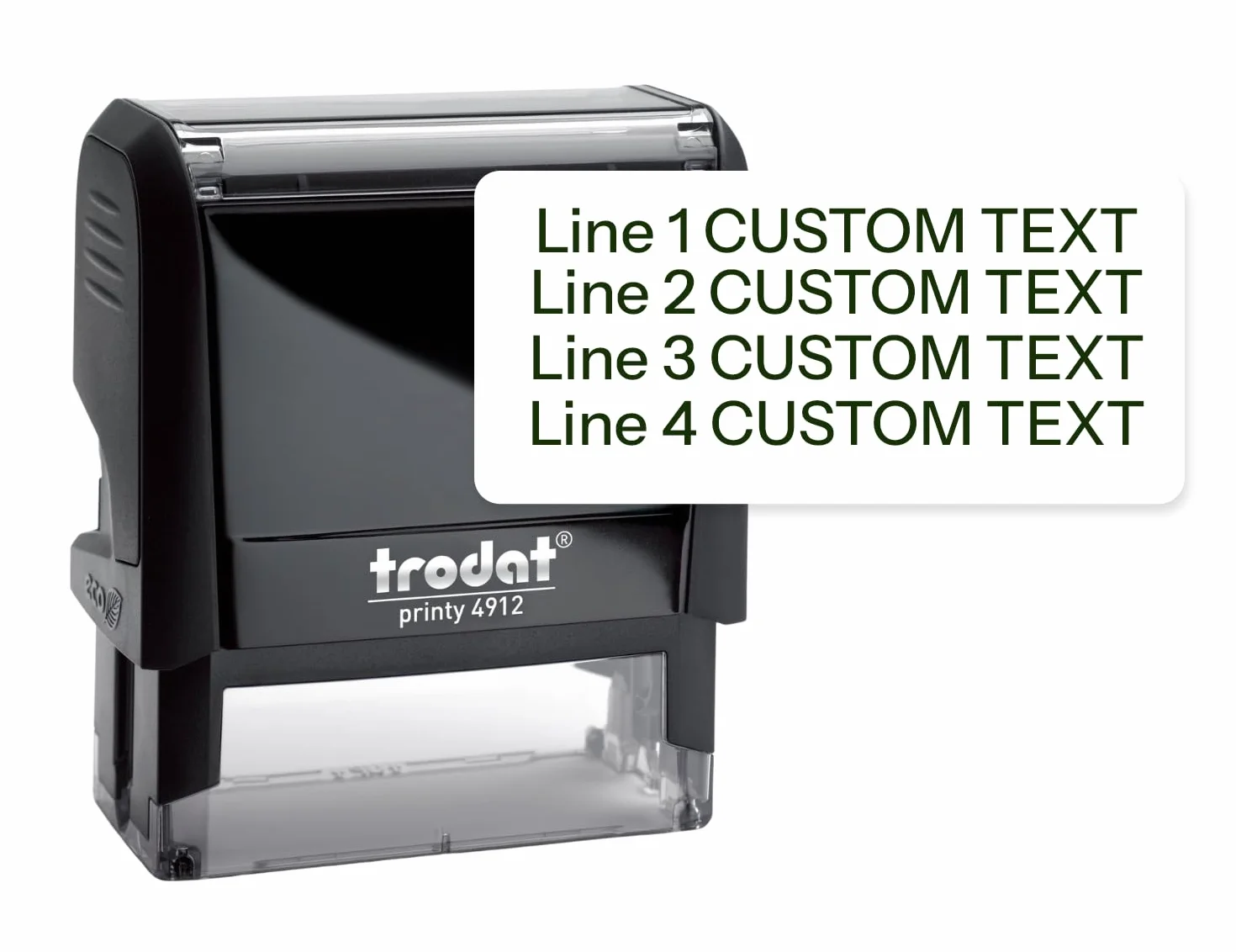 Stamp by Me – Sello Automático Personalizado para Empresas - Negro | Sello Autoentintable de Gran Tamaño hasta 4 Líneas | Dirección Remitente Oficina Banco | Almohadilla Recargable (Negro, 4 Líneas)