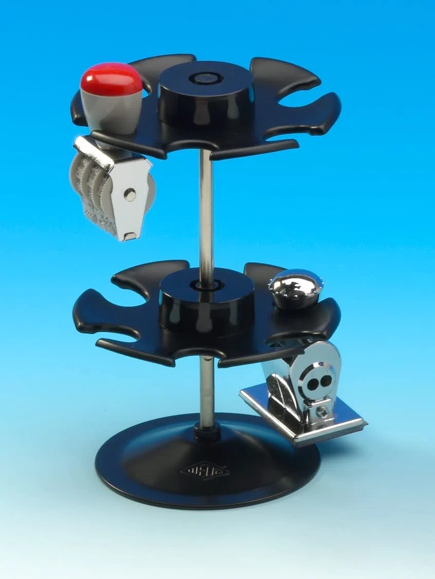 Wedo 0641201 - Soporte para 12 sellos, redondo en 2 niveles, negro