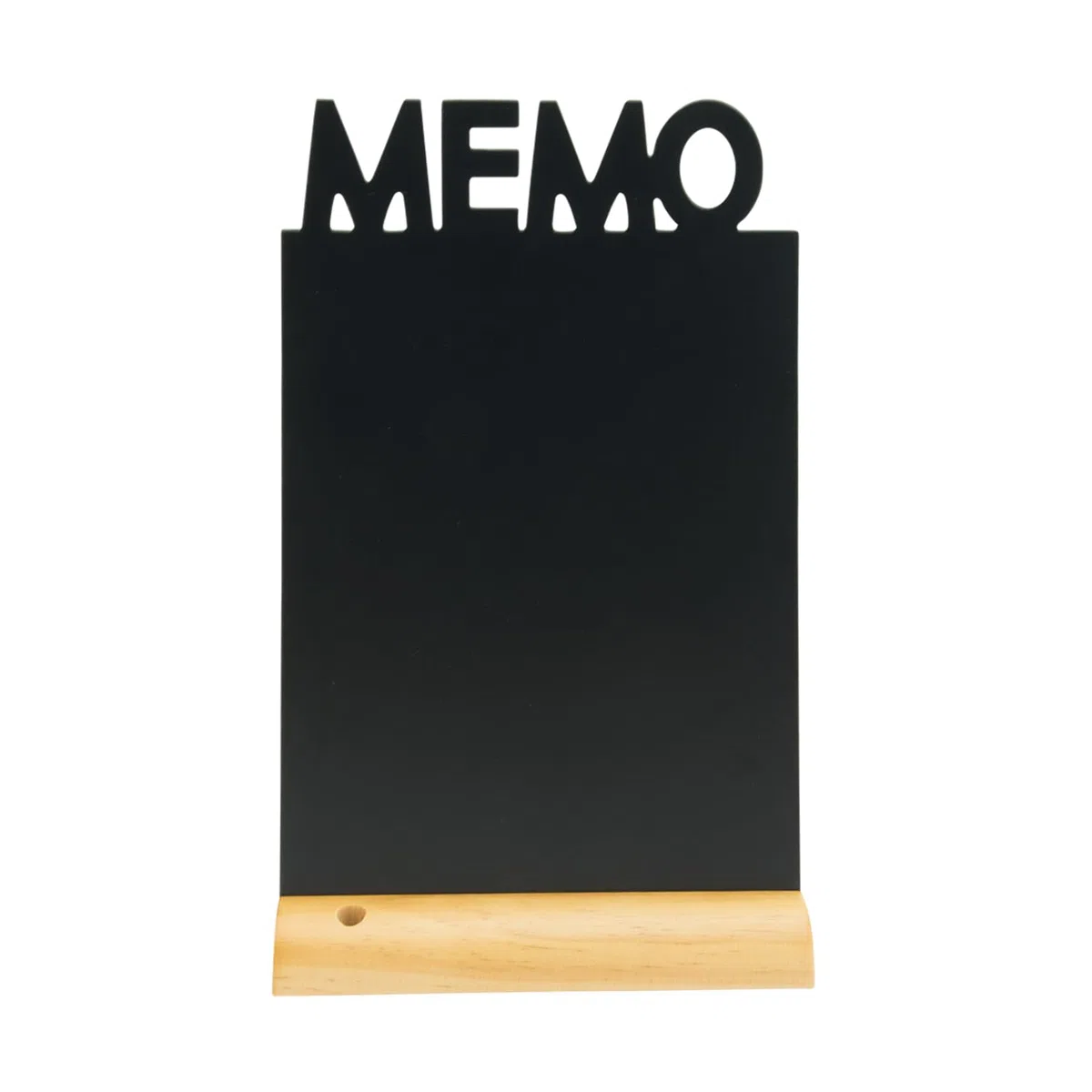 SECURIT - Pizarra de Mesa Memo + Rotulador Blanco - Pizarra Portamenús Doble Cara - Base de Madera Lacada - Café, Bar, Restaurante - 34,5 x 21 x 6 cm - Color Natural/Negro