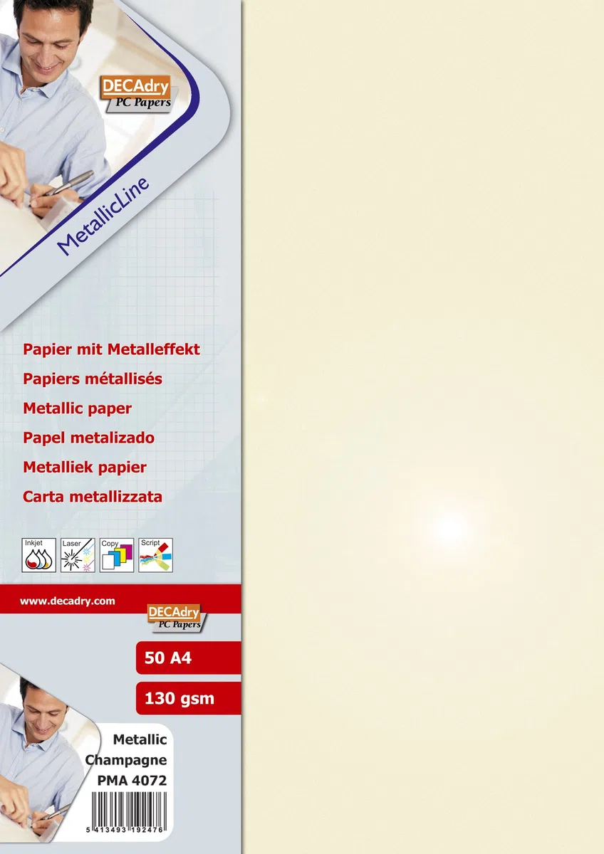 APLI DECAdry PMA4072- Papel Metalizado, 50 Hojas, Metalizado (Champán)