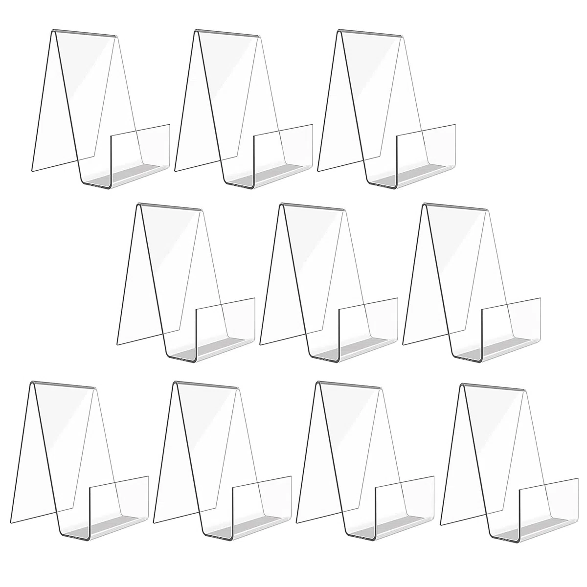 10 Piezas Soporte de Libro de Acrílico Transparente, Soporte de Exhibición Atril Libros, Soporte Expositor Metacrilato para Mostrar Libros, Cuadernos, Albumes, Fotos, Folletos, Mercancía