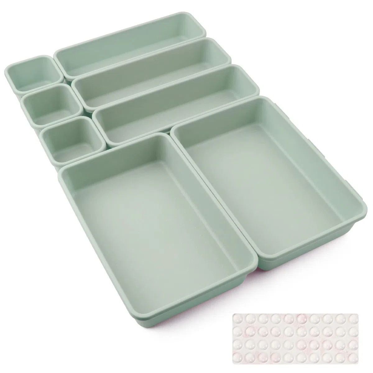 Organizador de Cajones Aleksandr 8 Pcs - Coordinador Cajones Baño y Oficina, Organizador Maquillaje - Plastico Verde