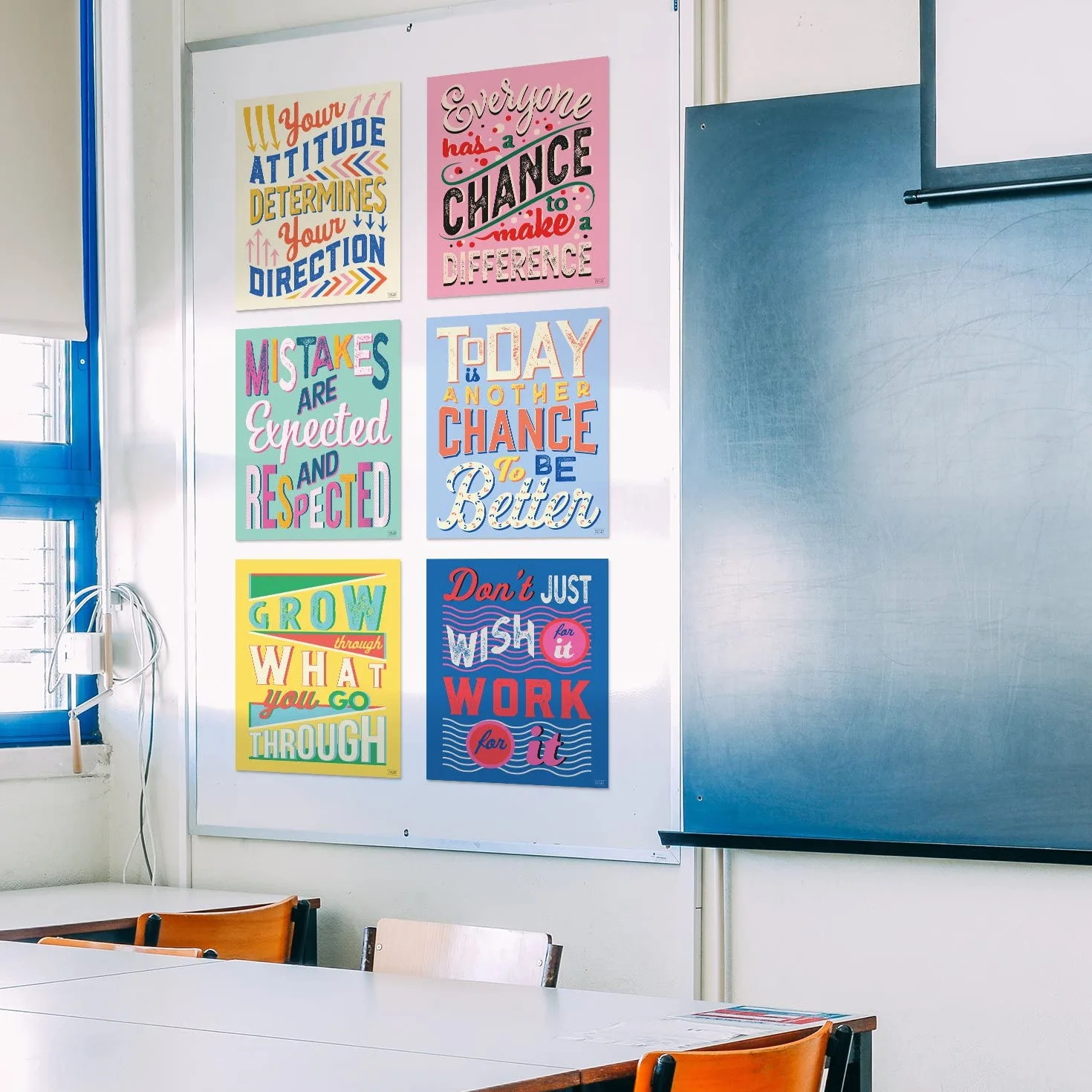 Sweetzer & Orange Juego de 8 carteles de mentalidad de crecimiento y cartas de bienvenida para profesores y estudiantes – Decoración de dormitorio, oficina y aula para inspirar mentes jóvenes