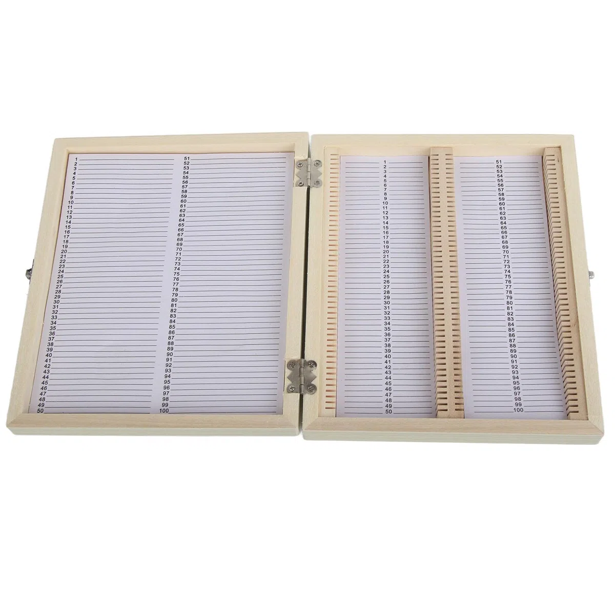 Caja de almacenamiento de diapositivas de madera preparada profesional, 100 unidades, caja de vidrio para niños, estudiantes, hogar, escuela, educación básica en ciencias