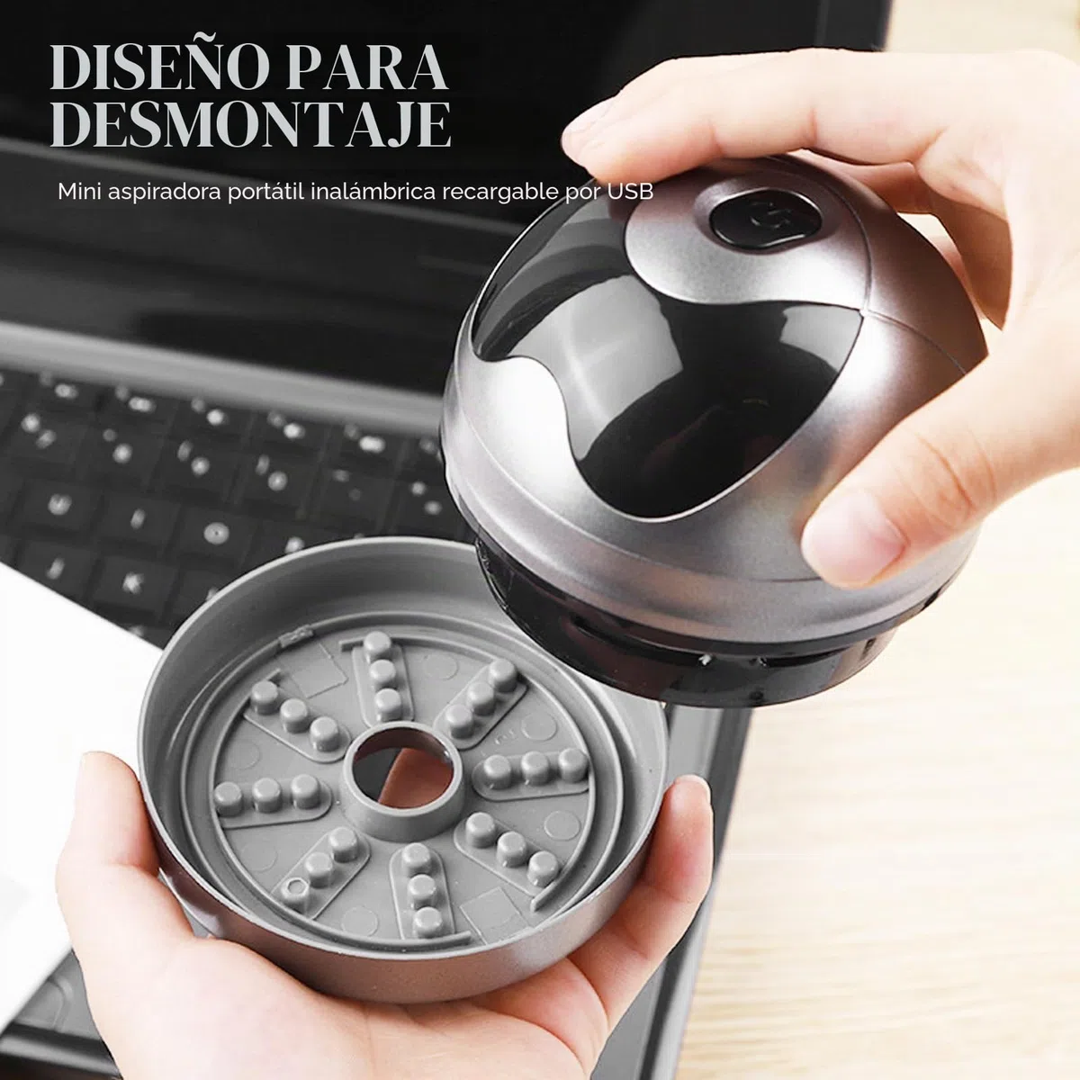 SPORWAY Aspiradora de mesa mini aspiradora de mesa, pequeña aspiradora de mano USB recargable aspiradora, alta potencia de succión limpiador de polvo eléctrico soplador de PC para teclado escritorio