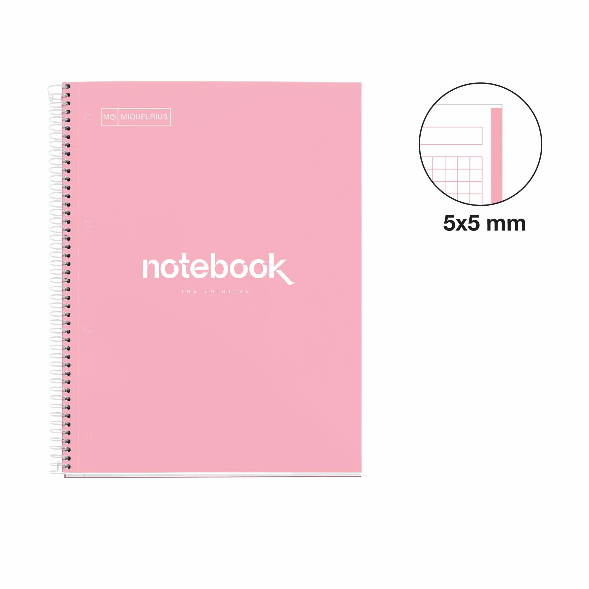 Miquelrius - Pack 5 Cuadernos A4, Notebook Emotions Pasteles, 80 Hojas 90 g/m², Libretas Cuadriculadas 5 mm, Tapa Dura y Espiral, 4 Taladros, Ideales para la Vuelta al Cole o la Oficina
