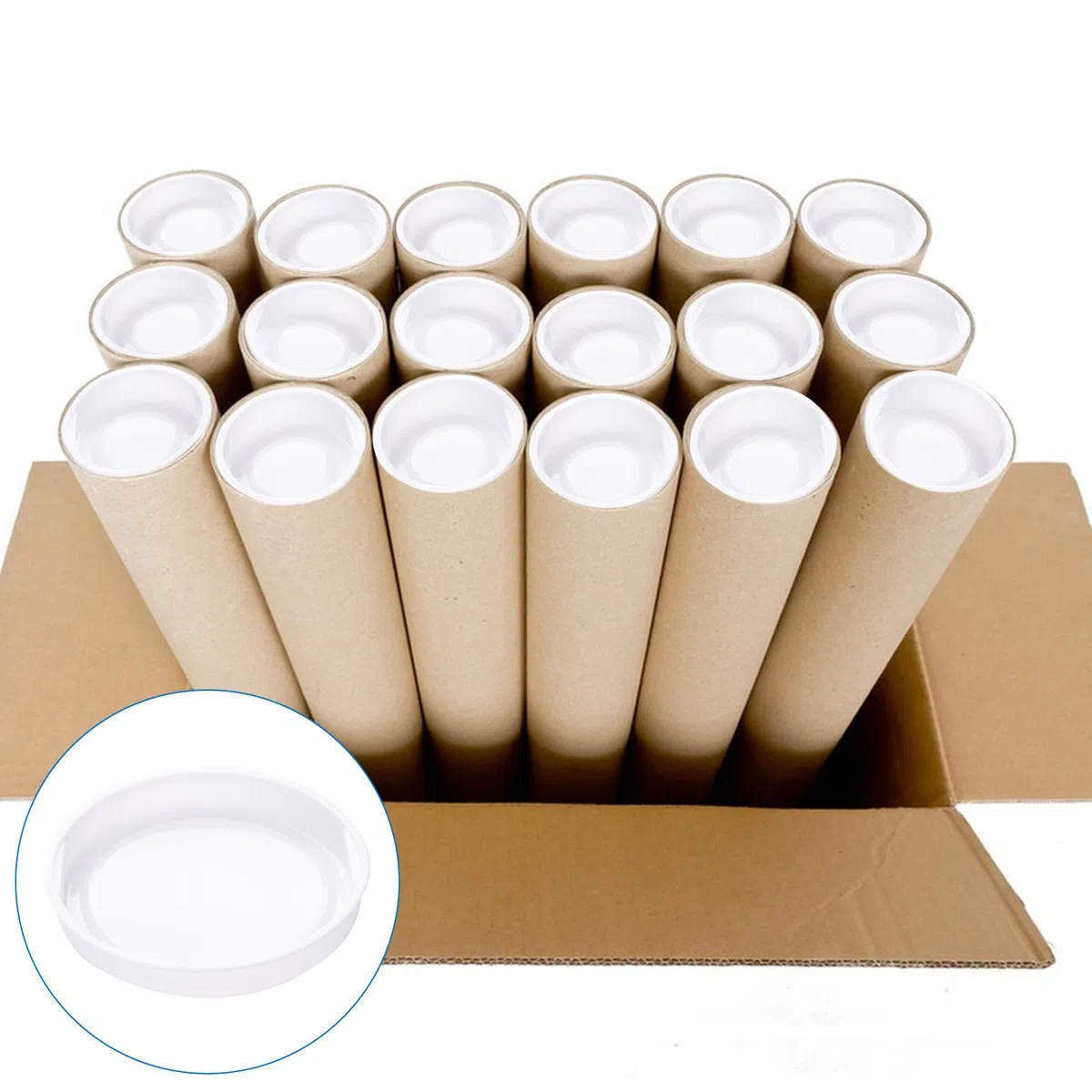 INCREWAY 24 fundas de cartón para tubo de correo, cubierta protectora de plástico para papel, tapas de plástico de tapón interior, tapones finales para tubos de correo, documentos, pósteres