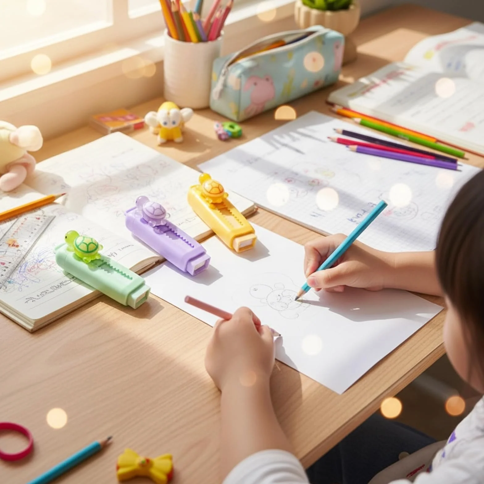 Gomas de borrar retráctiles 4B 10 unidades divertidas animales para niños fiestas