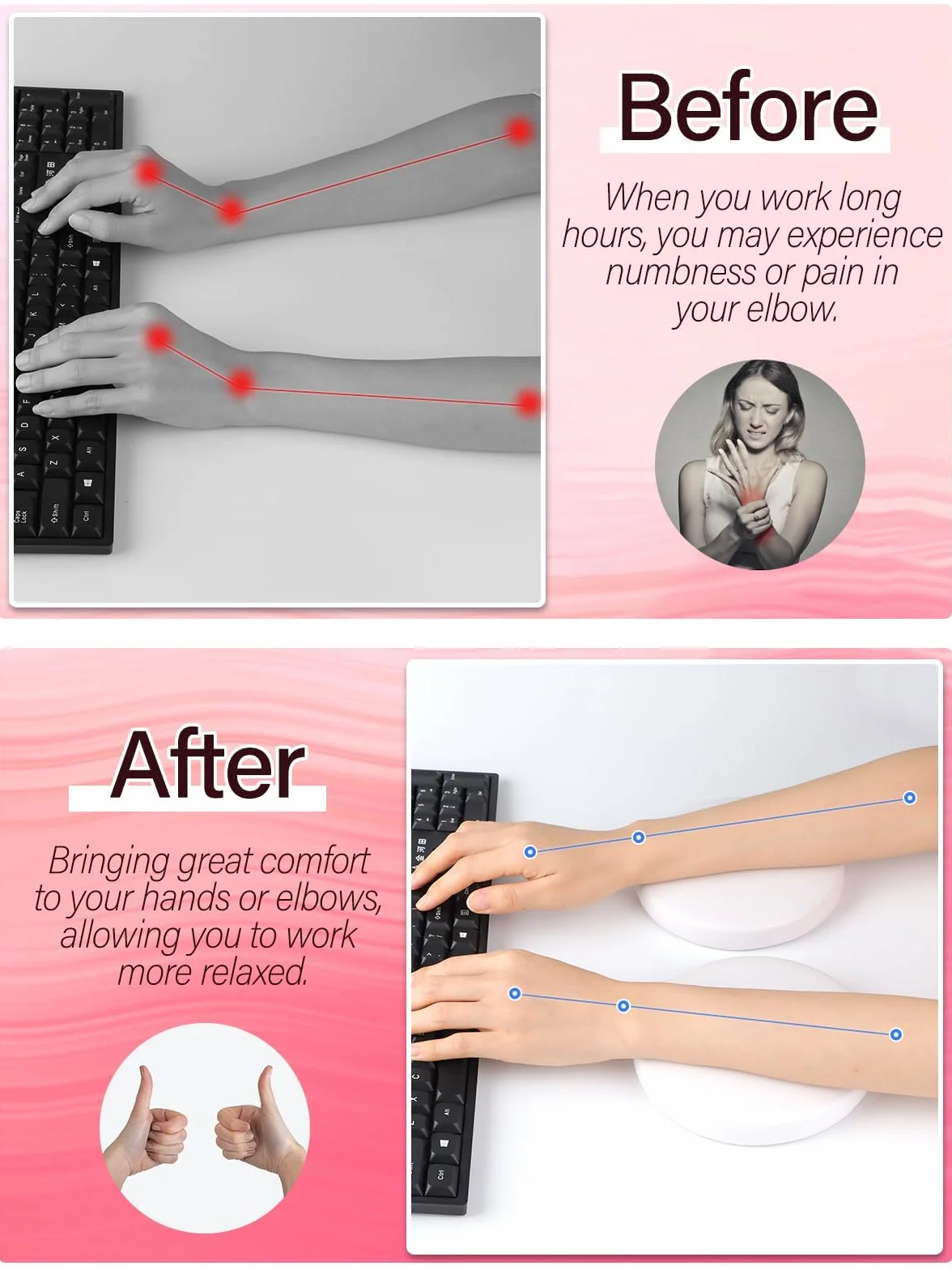 2PCS Nail Tech Elbow Rest, TOROKOM Descanso de Codos para Técnicos de Uñas, Descanso de Codospara Manicura, Reposabrazos para Manos en Uñas (Blanco)