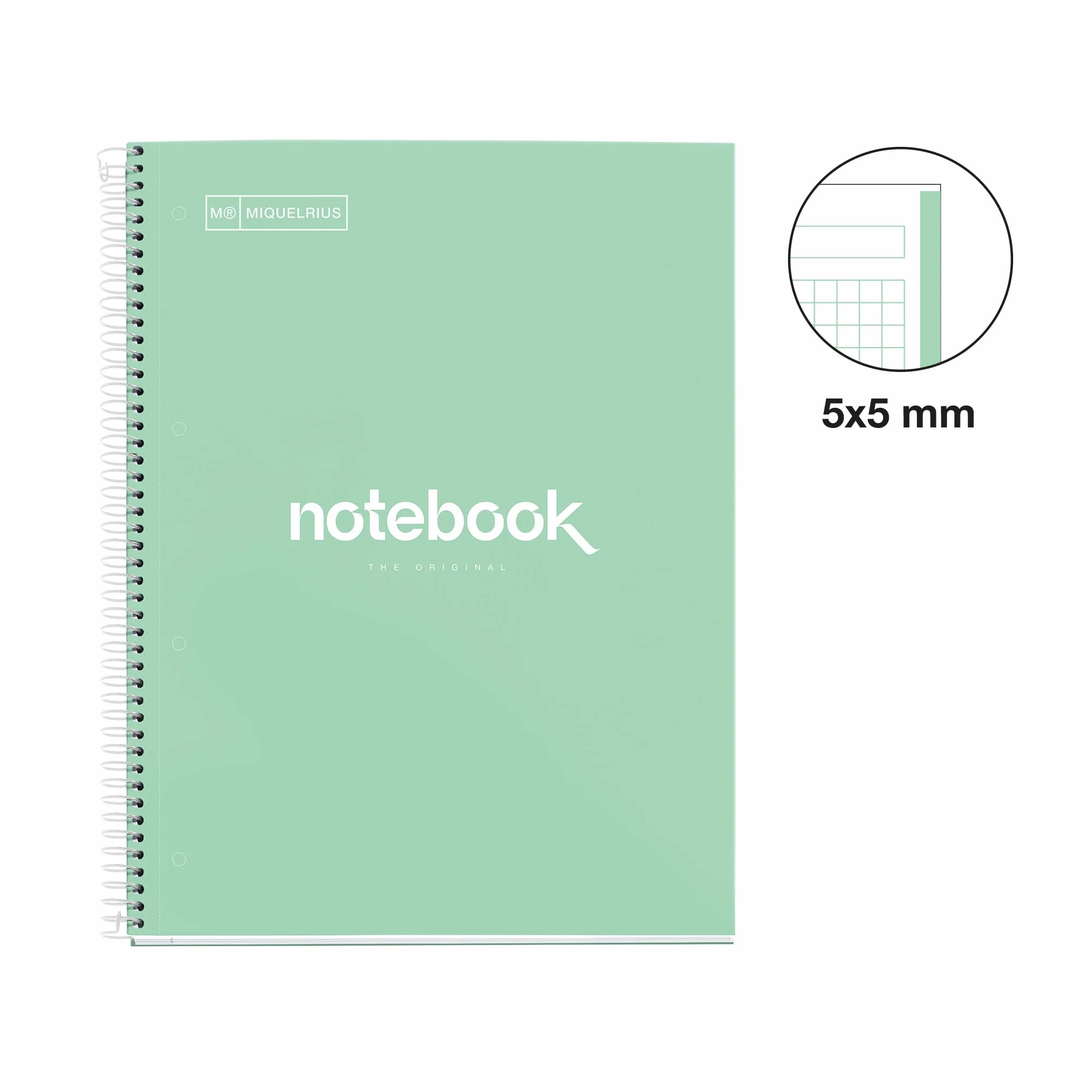 Miquelrius - Pack 5 Cuadernos A4, Notebook Emotions Pasteles, 80 Hojas 90 g/m², Libretas Cuadriculadas 5 mm, Tapa Dura y Espiral, 4 Taladros, Ideales para la Vuelta al Cole o la Oficina