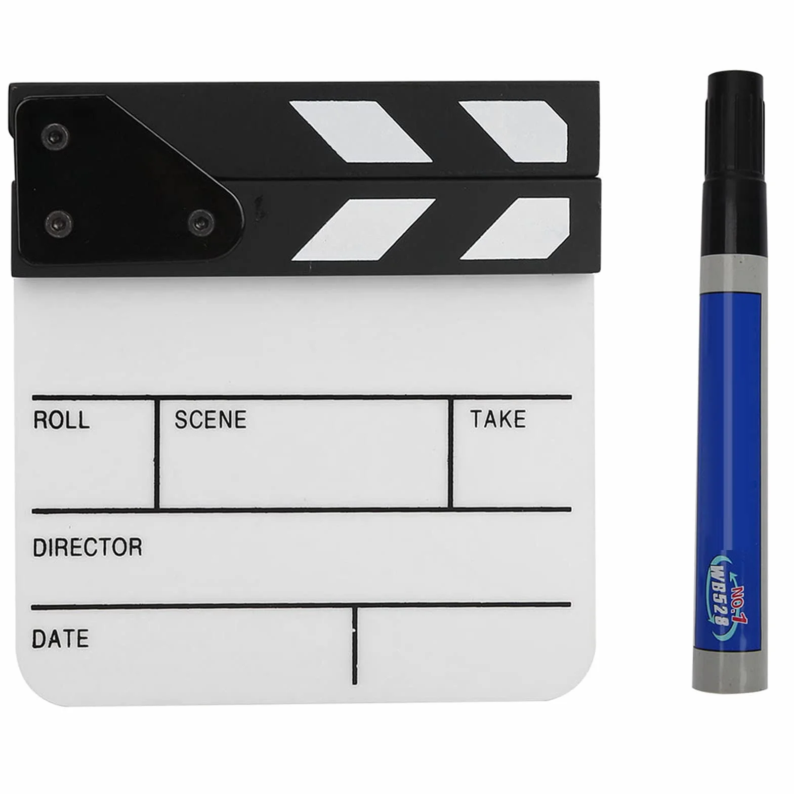 Claqueta, 15 X 16,5 X 5 Cm Mini Acrílico Director Profesional Claqueta Ruidosa Corte de Película Prop Tablero de Aplausos para Accesorios de Disparo/Publicidad /(Pizarra blanca y negra PAV1BWE3S)