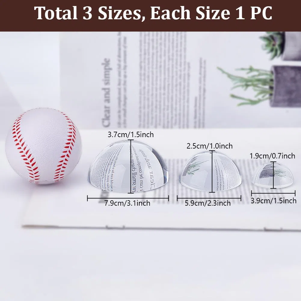 PH PandaHall 3 pisapapeles de cristal con forma de cúpula de cristal, lupa redonda, accesorios de escritorio de oficina, accesorios divertidos de recuerdo de oficina, regalo de mesa, para leer en el