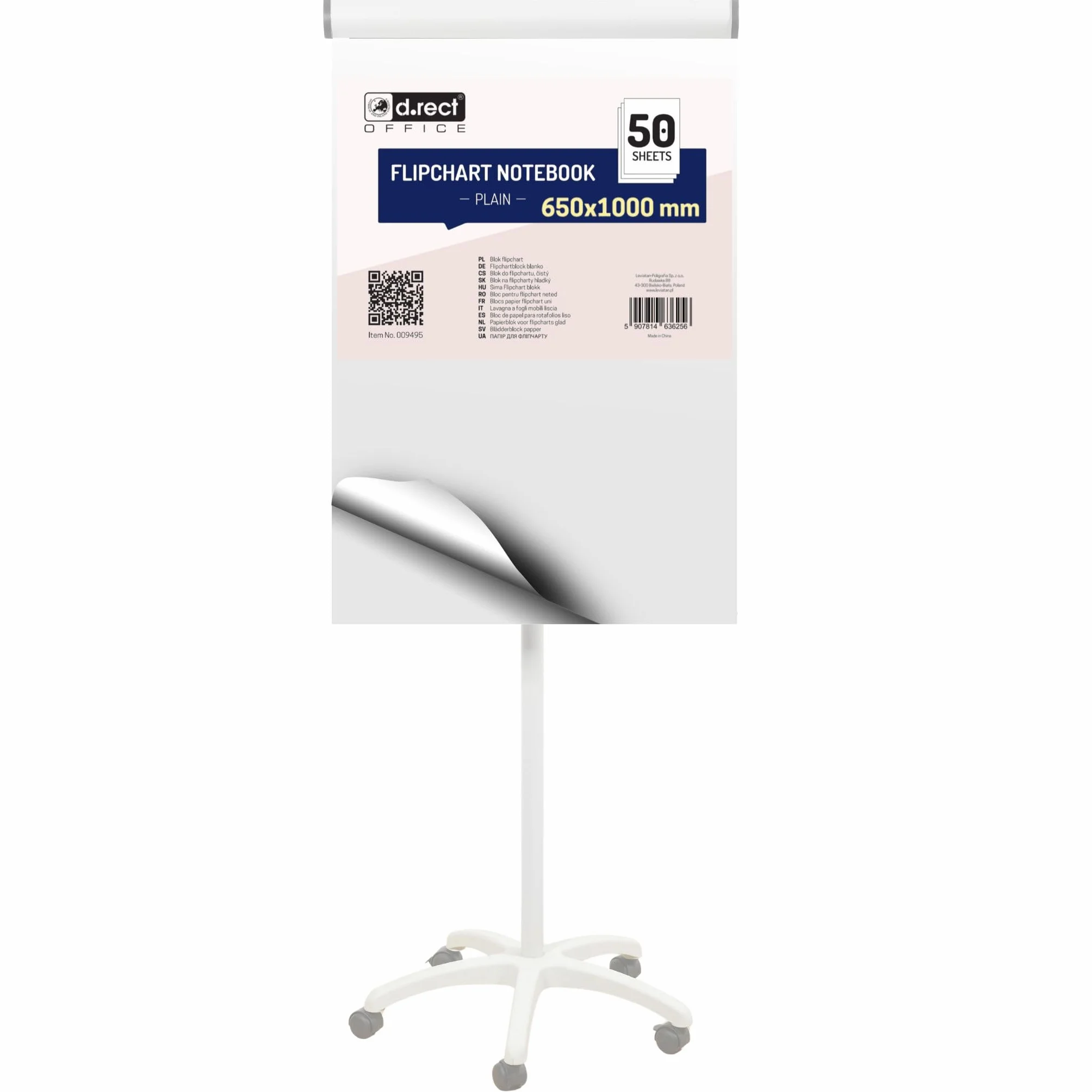 D.RECT Bloc de Flipchart Blanco 650x1000 mm - Bloc de Papel para Rotafolios de 80 g/m², 50 Hojas, 5 Orificios - Ideal para Oficina, Presentaciones y Hogar