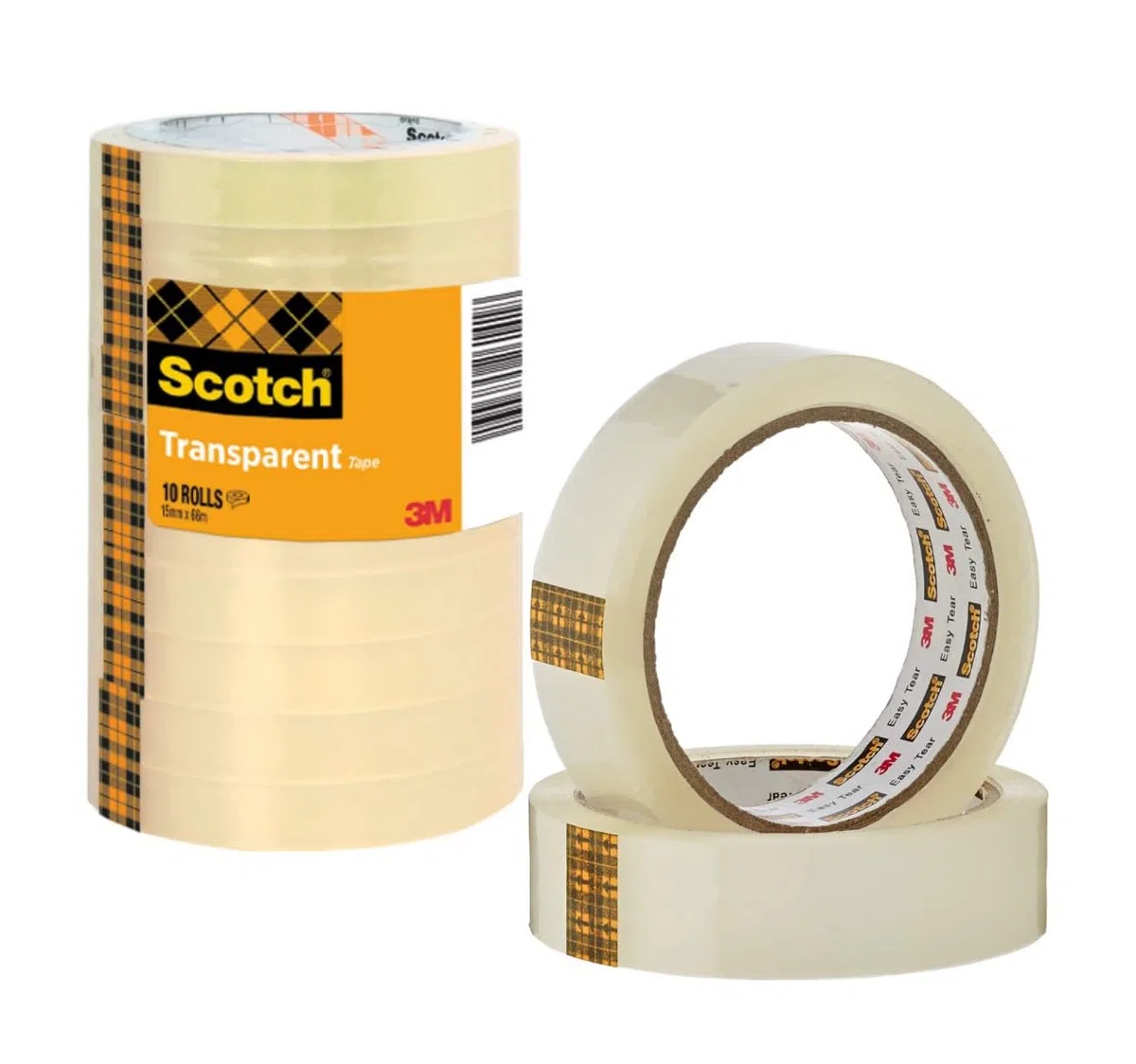 Scotch Cinta Transparente - 10 Rollos de 15mm × 66m - Cinta Adhesiva para Uso General para el Colegio, el Hogar y la Oficina